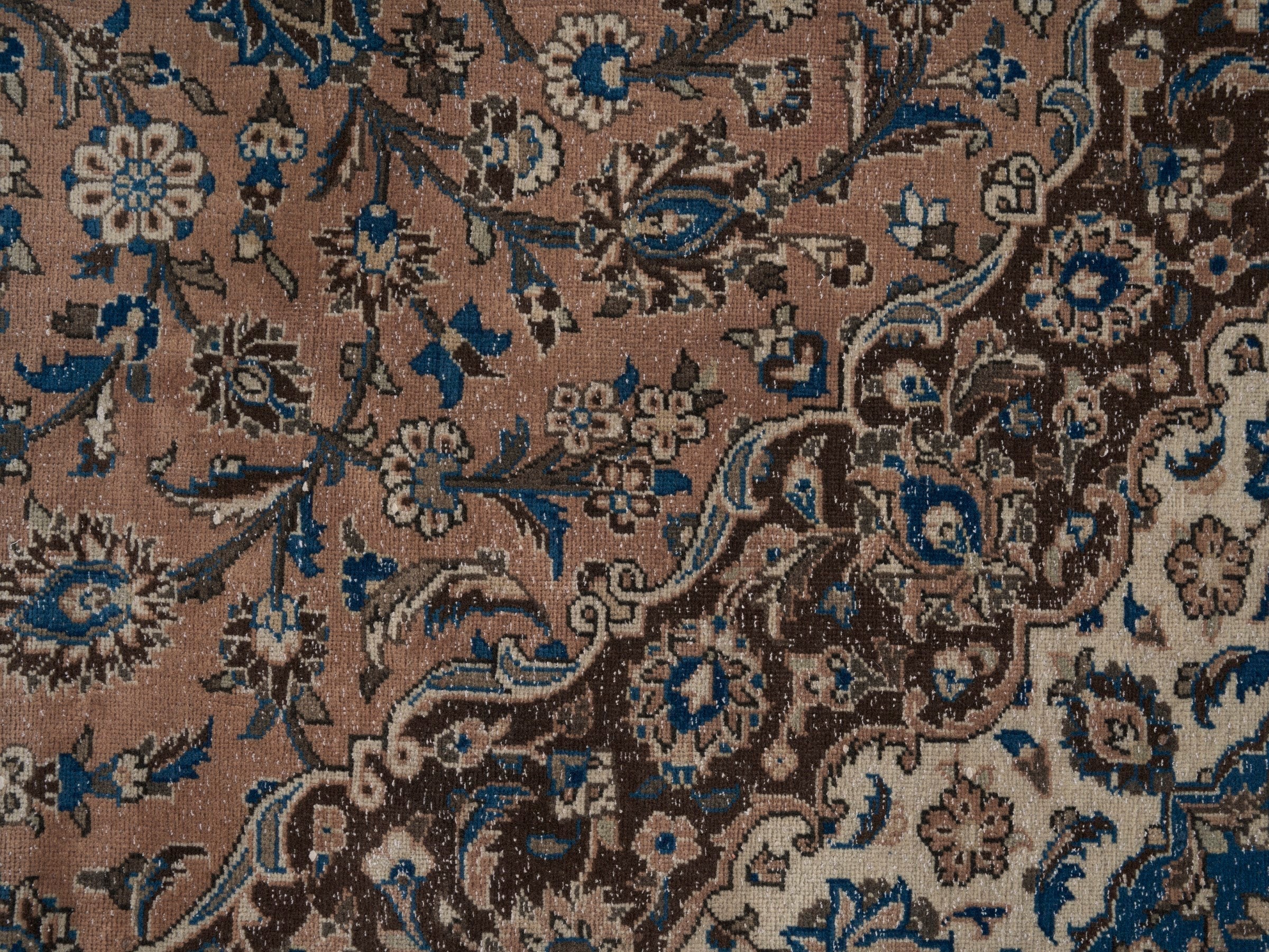 Persian Kashan oversized rug in tan and beige, view 11 of 15