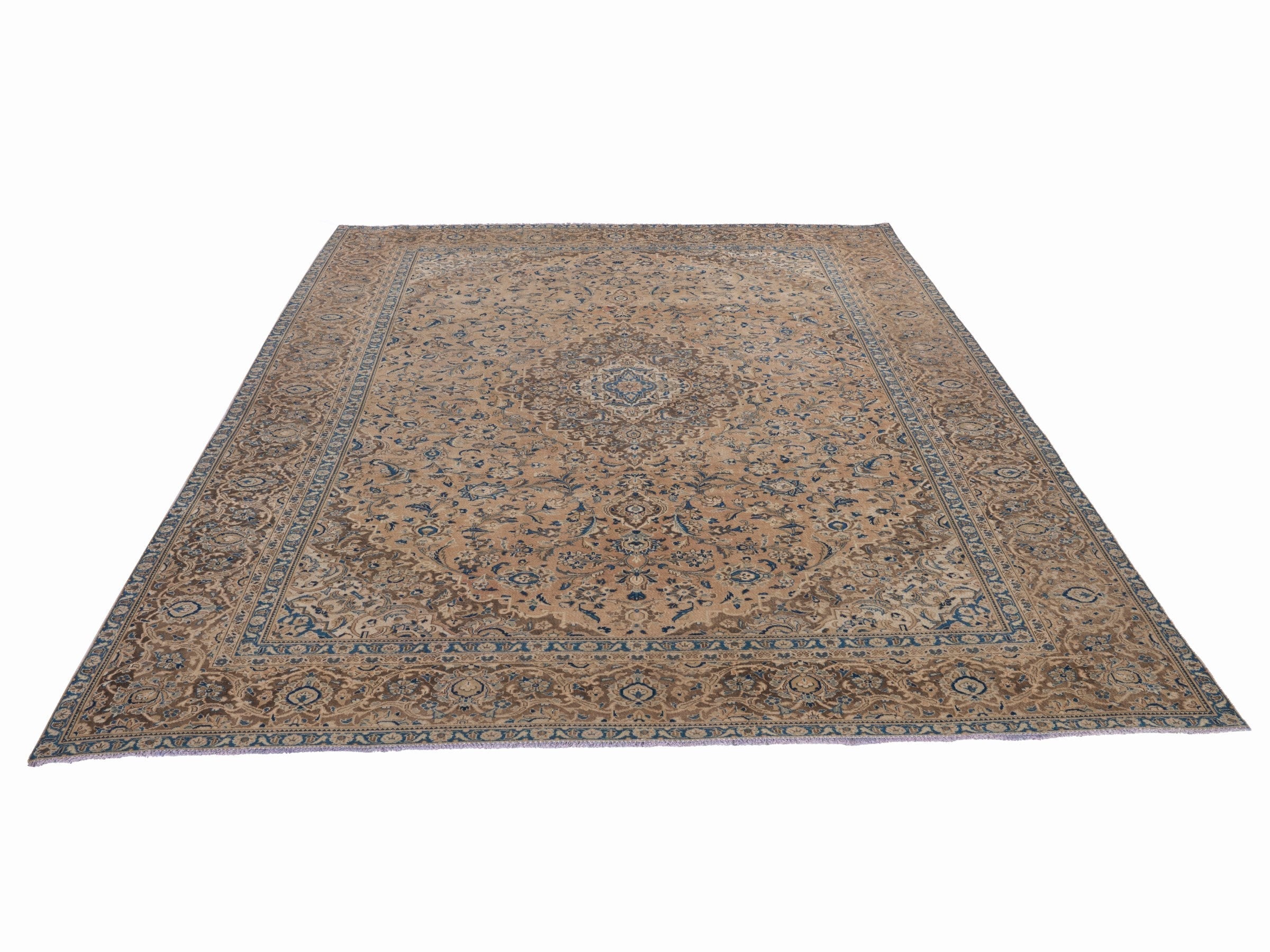 Persian Kashan oversized rug in tan and taupe, view 2 of 15