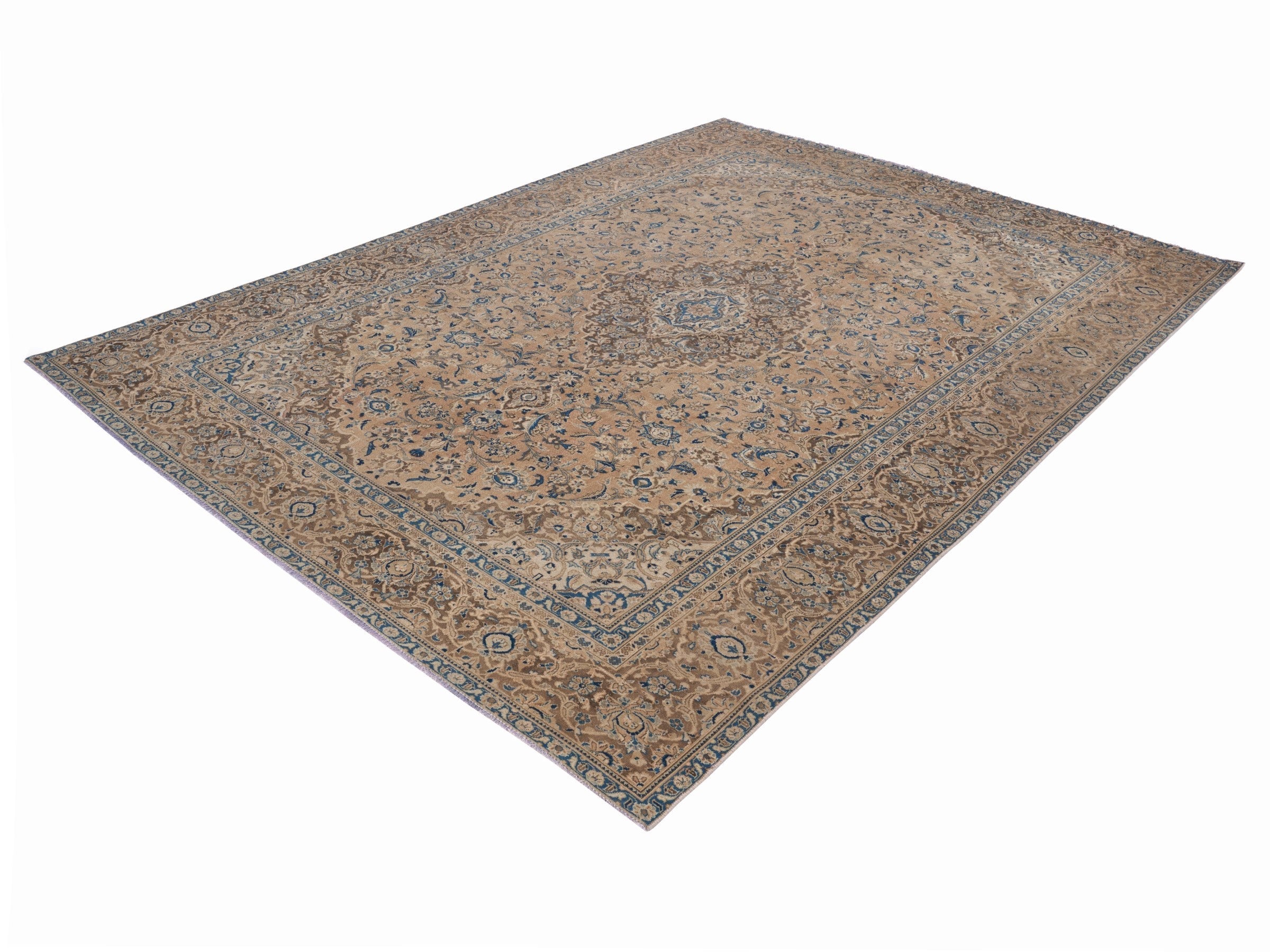 Persian Kashan oversized rug in tan and taupe, view 3 of 15