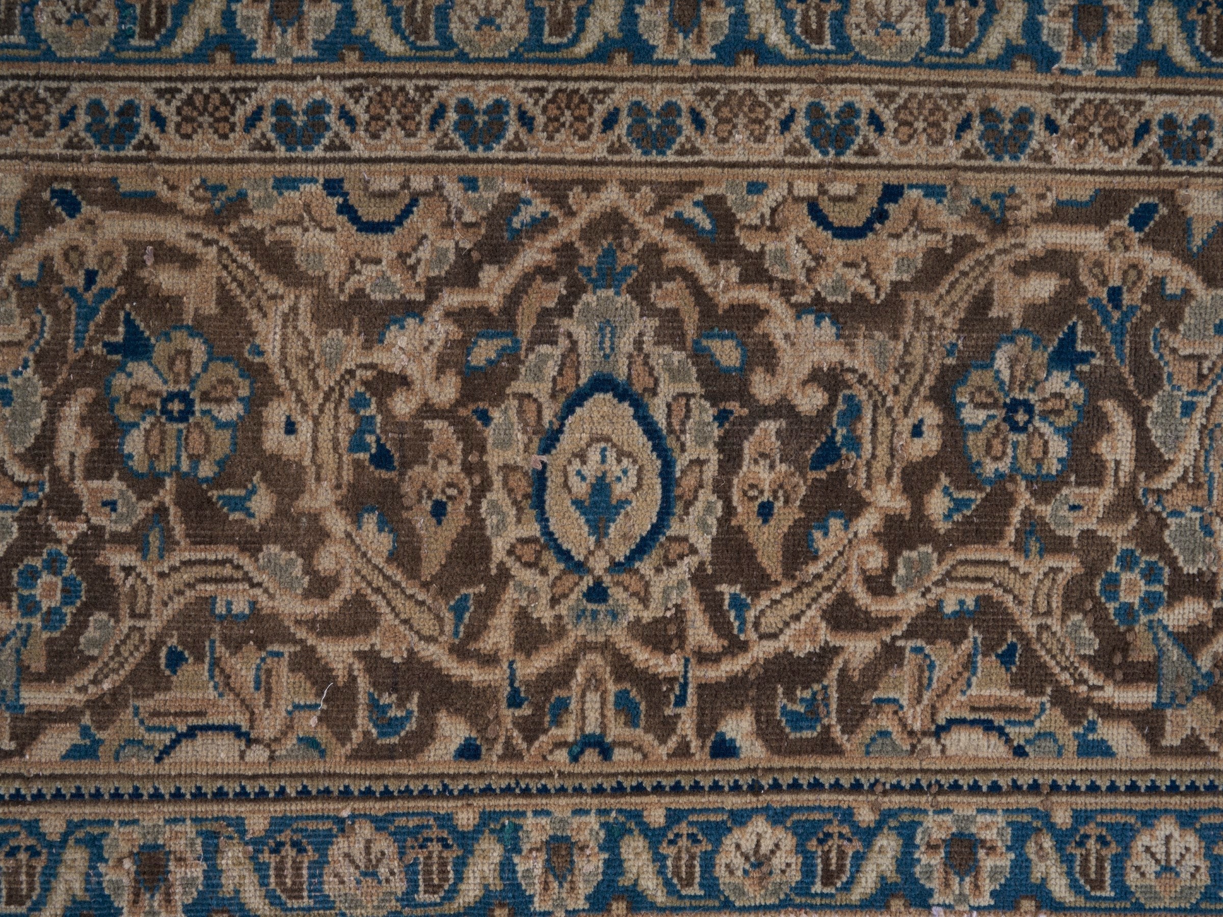 Persian Kashan oversized rug in tan and taupe, view 7 of 15