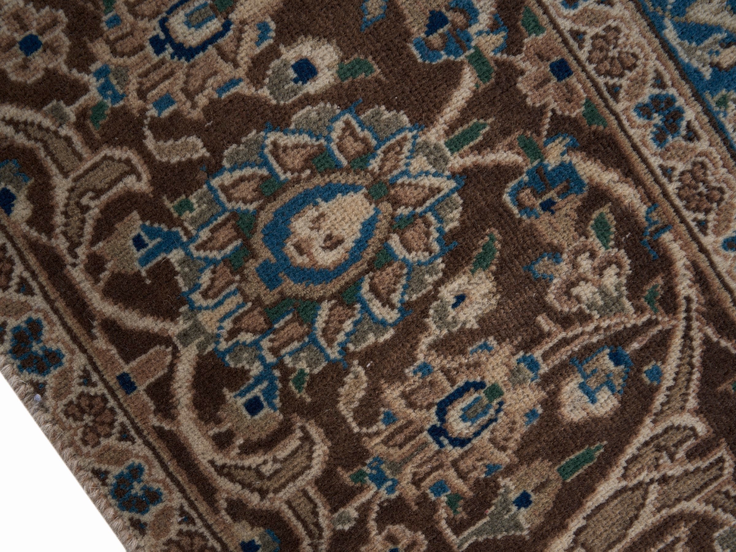 Persian Kashan oversized rug in tan and brown, view 6 of 15