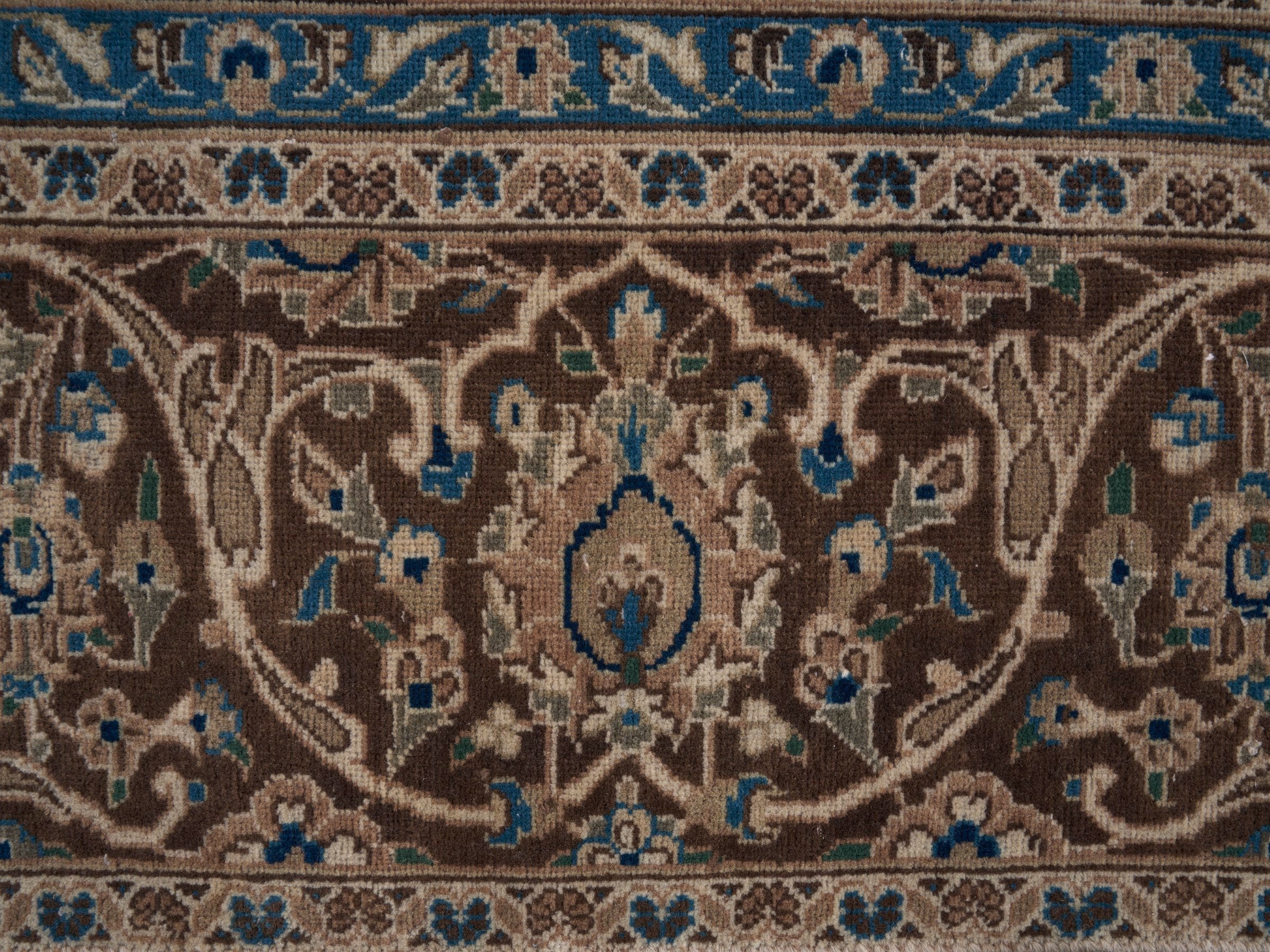 Persian Kashan oversized rug in tan and brown, view 7 of 15