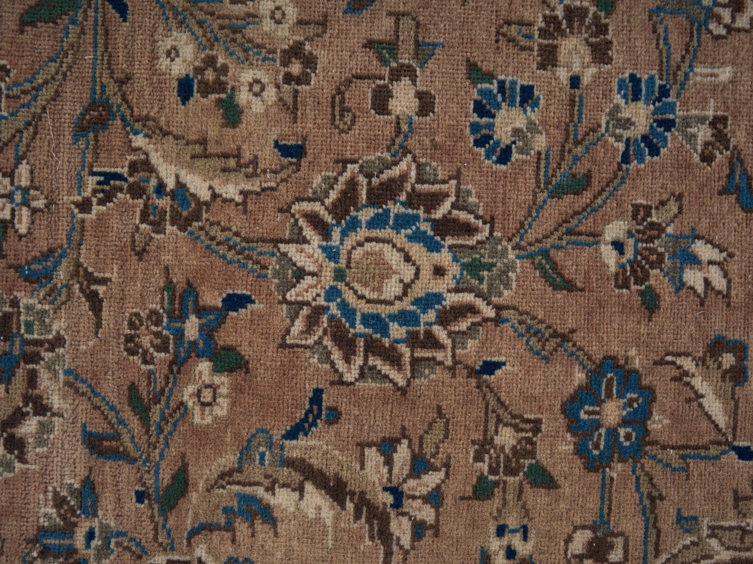 Persian Kashan oversized rug in tan and brown, view 8 of 15