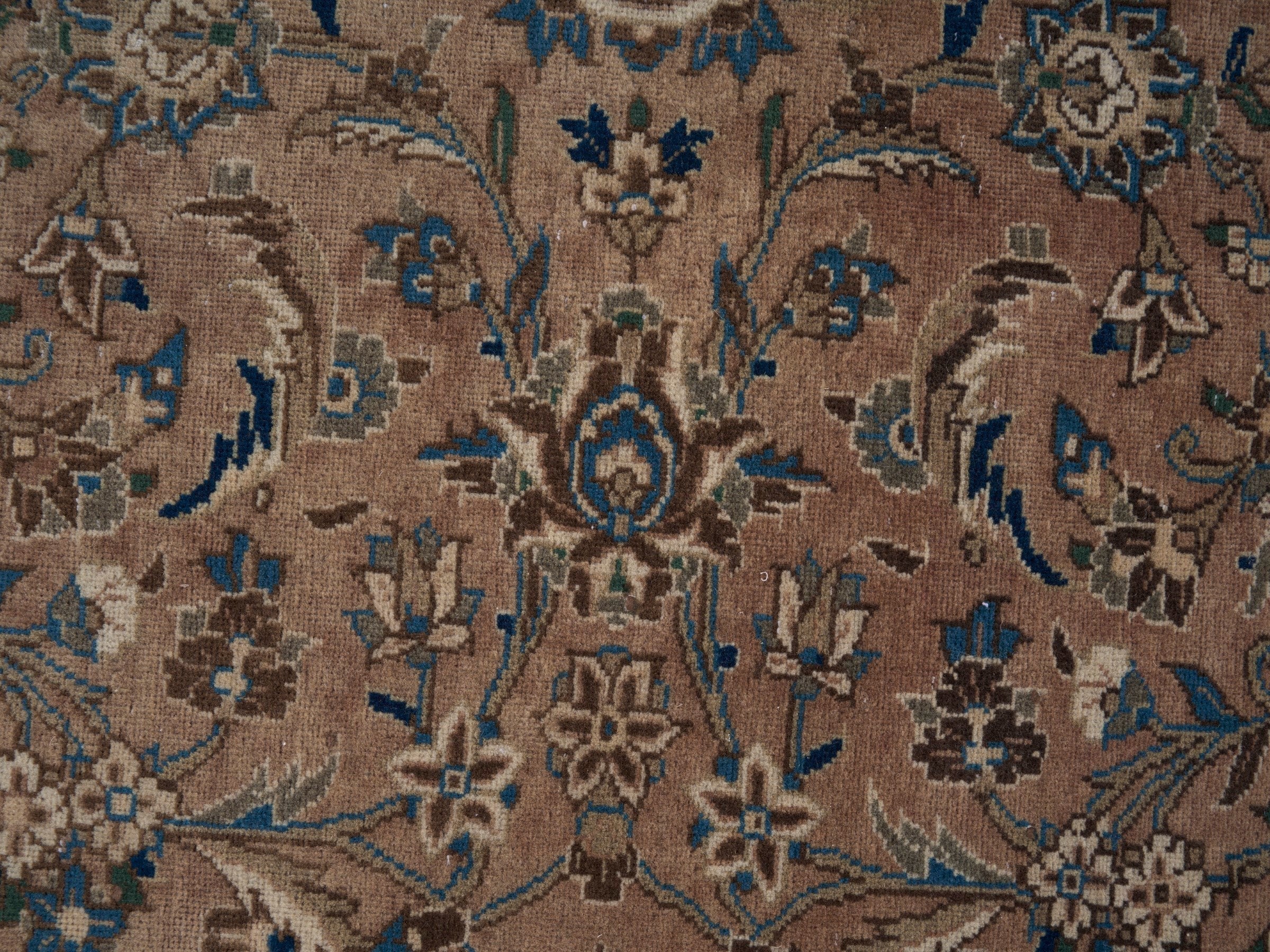 Persian Kashan oversized rug in tan and brown, view 9 of 15