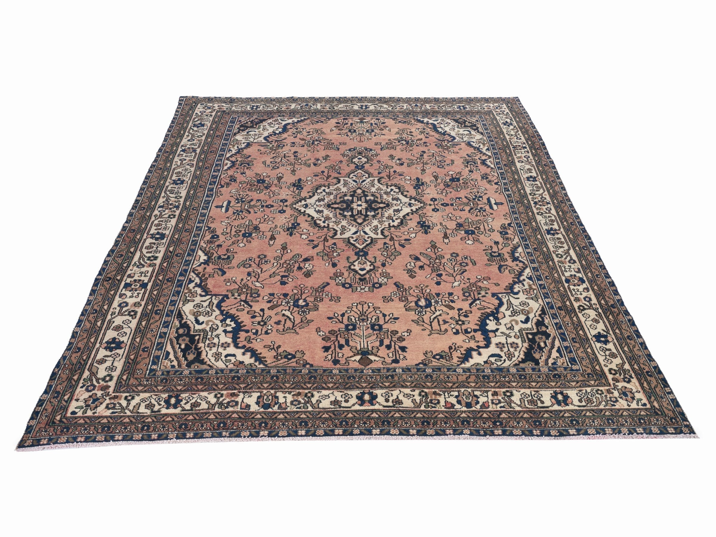 Persian Hamedan oversized rug in dusty rose and off-white, view 2 of 15