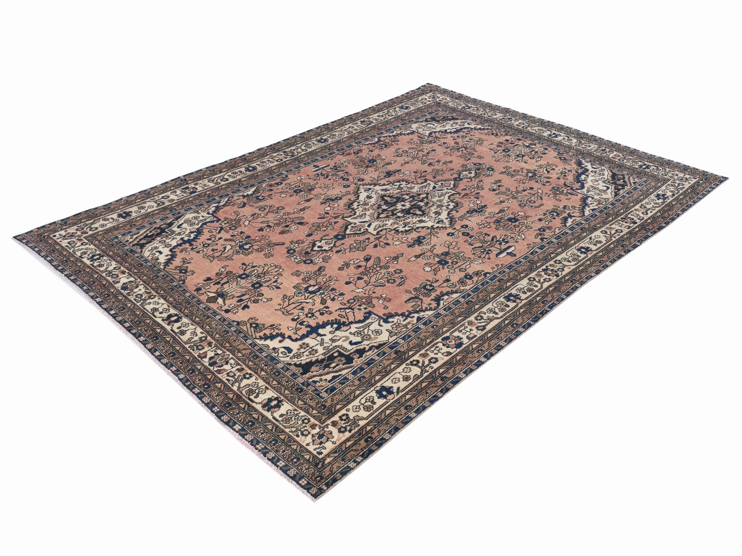 Persian Hamedan oversized rug in dusty rose and off-white, view 3 of 15