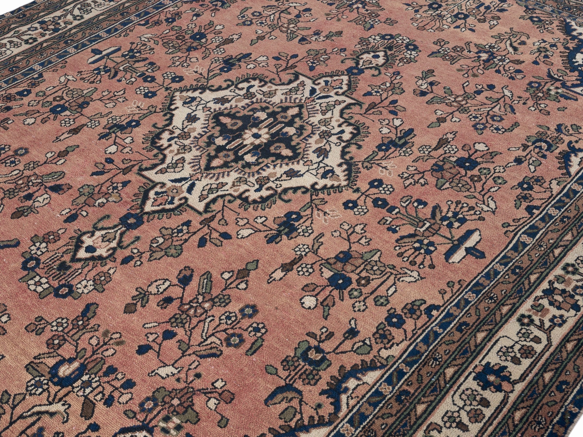 Persian Hamedan oversized rug in dusty rose and off-white, view 5 of 15