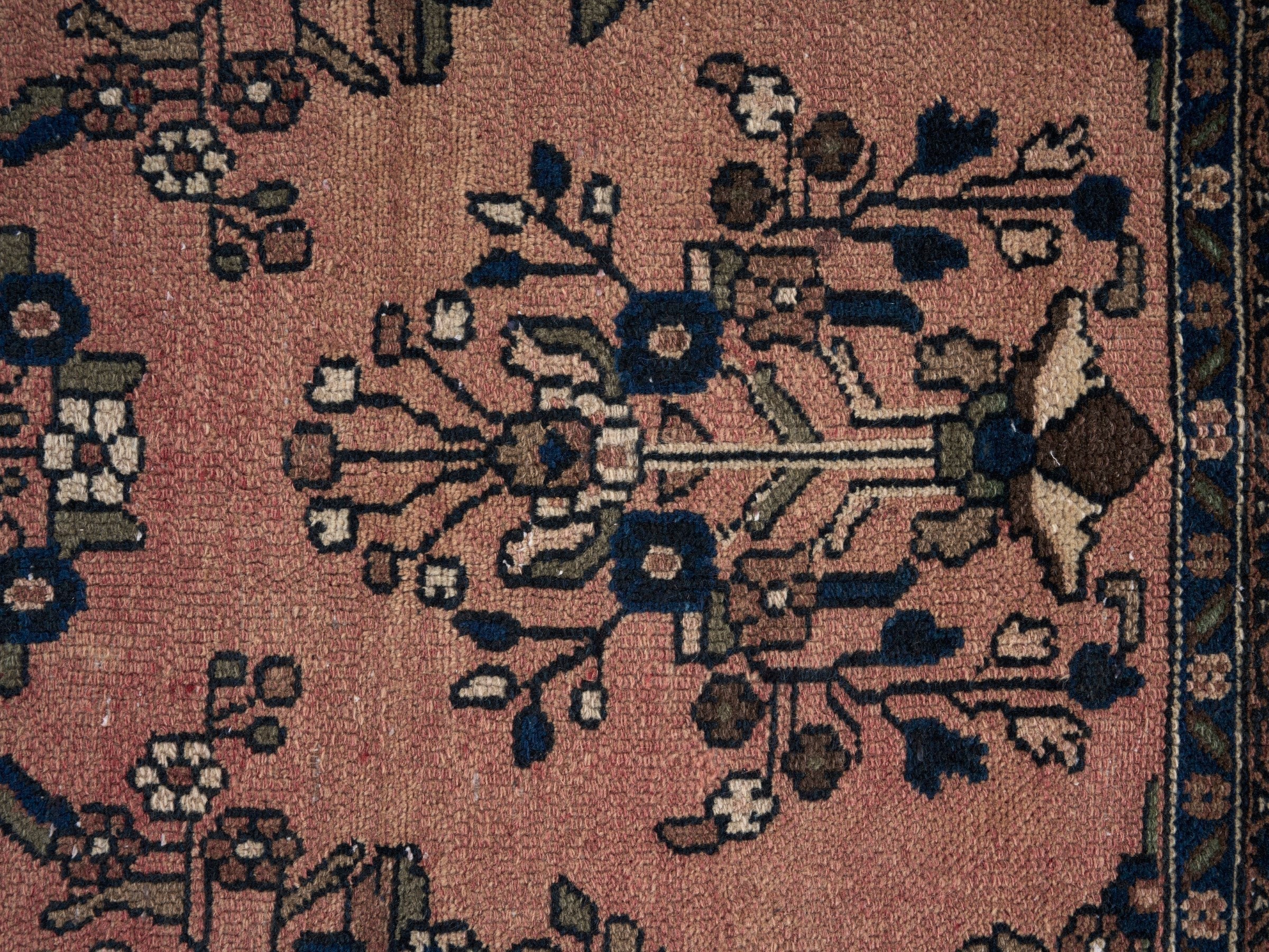 Persian Hamedan oversized rug in dusty rose and off-white, view 11 of 15