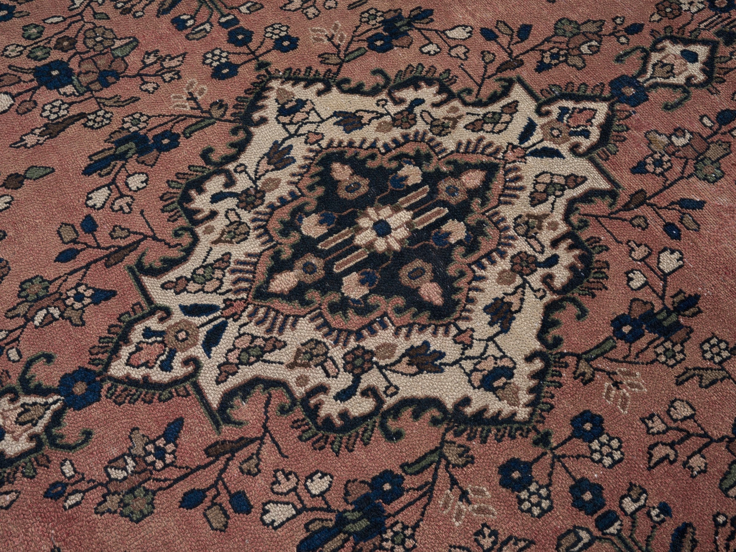 Persian Hamedan oversized rug in dusty rose and off-white, view 12 of 15
