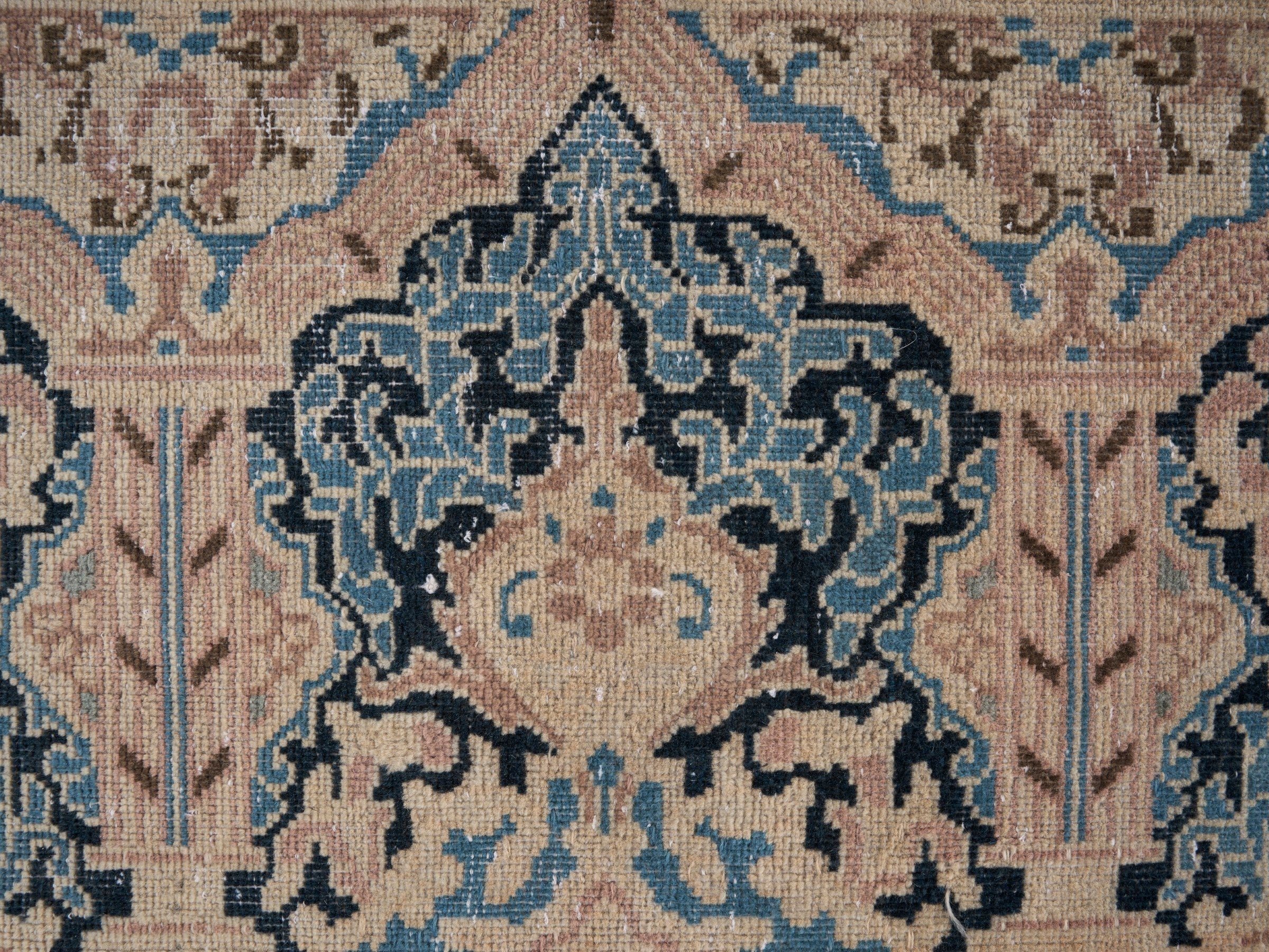 Persian Kerman oversized rug in dusty rose and teal, view 7 of 15