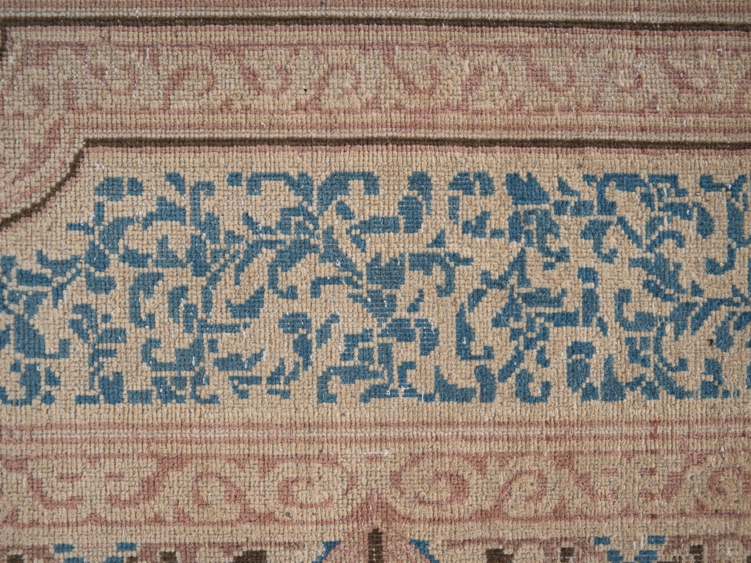 Persian Kerman oversized rug in dusty rose and teal, view 8 of 15