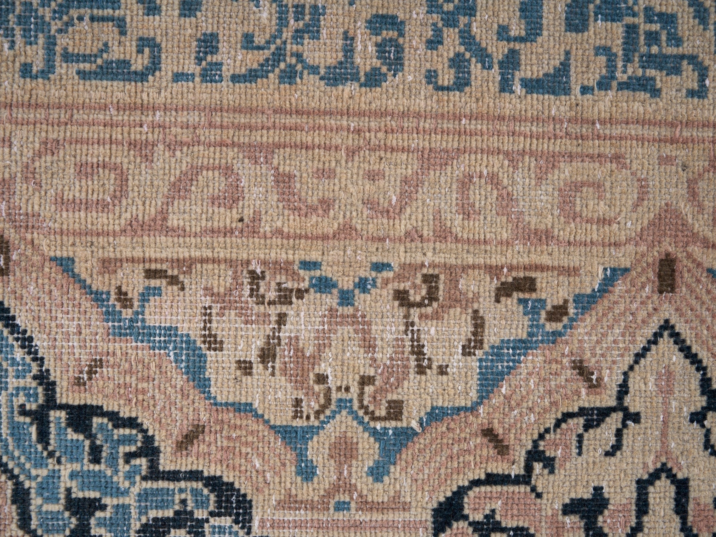 Persian Kerman oversized rug in dusty rose and teal, view 11 of 15