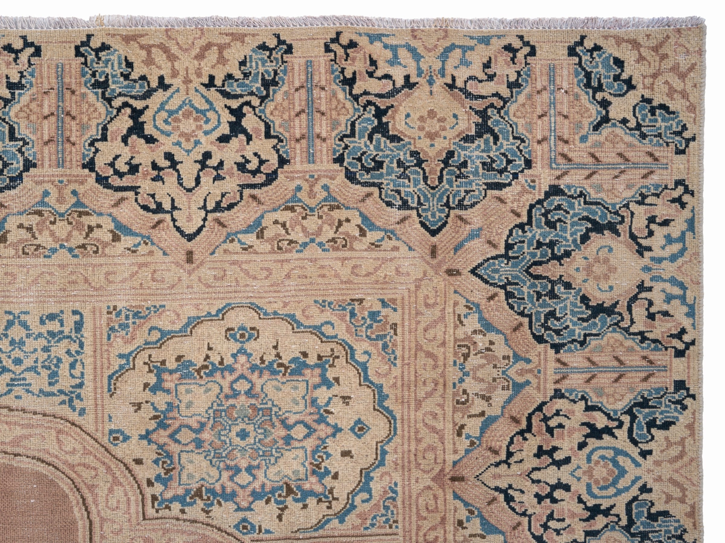 Persian Kerman oversized rug in dusty rose and teal, view 13 of 15
