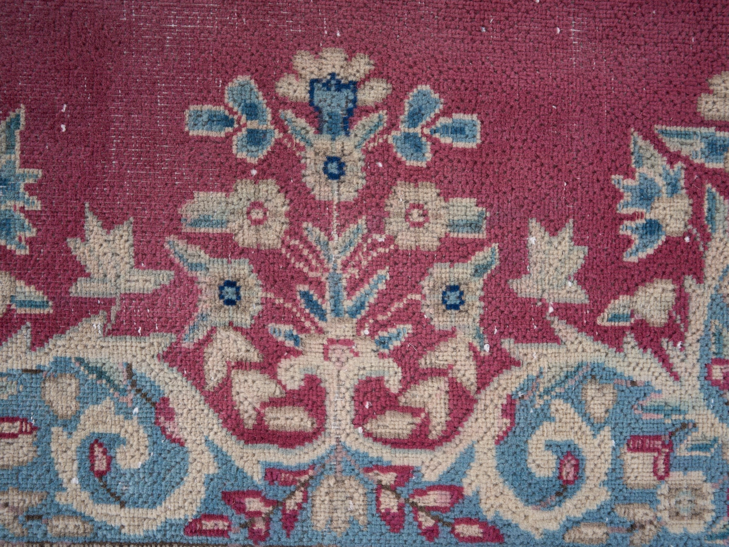 Persian Kerman oversized rug in rose and navy, view 9 of 15