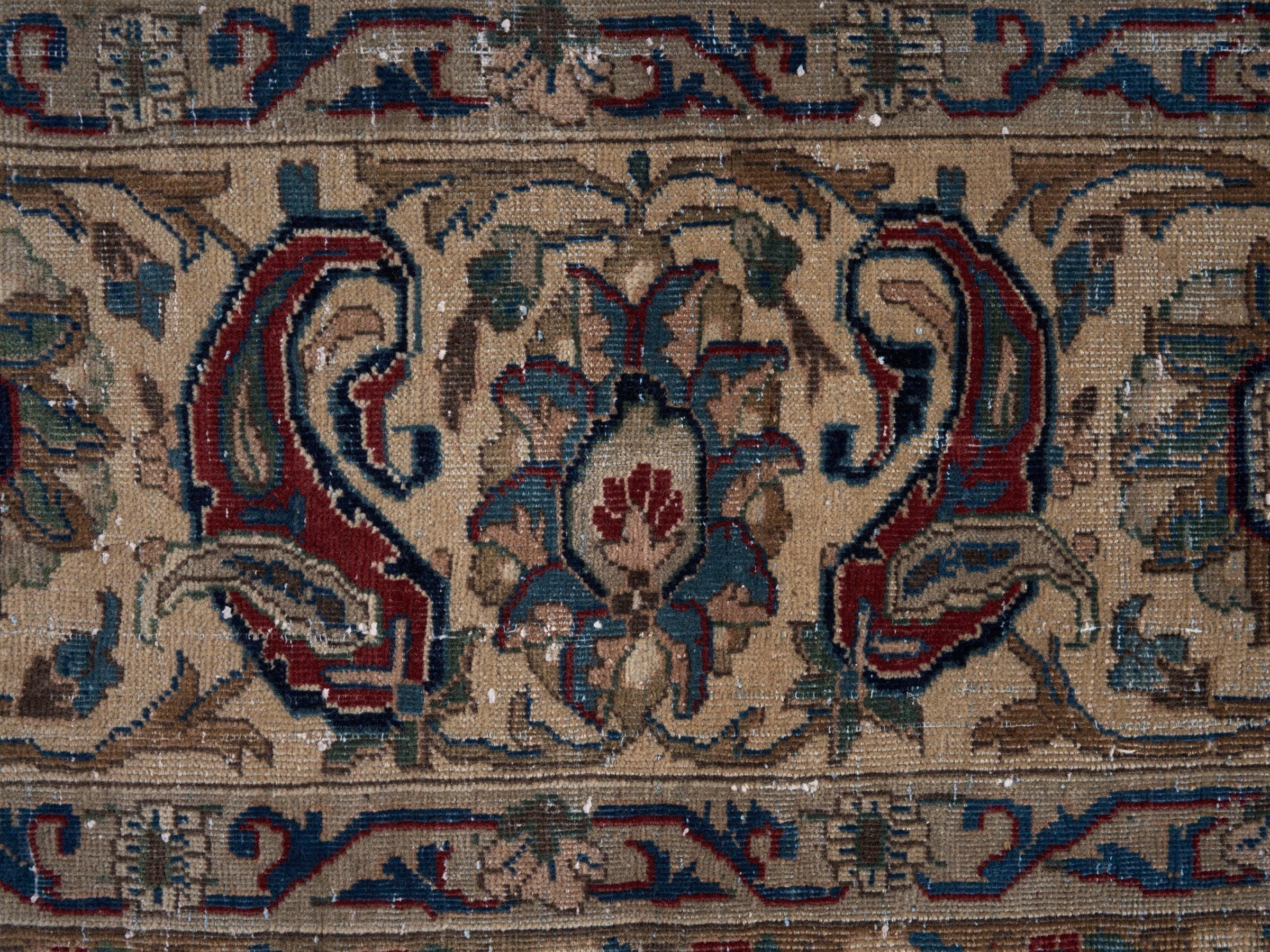 Persian Yazd oversized rug in burgundy and cream, view 7 of 15