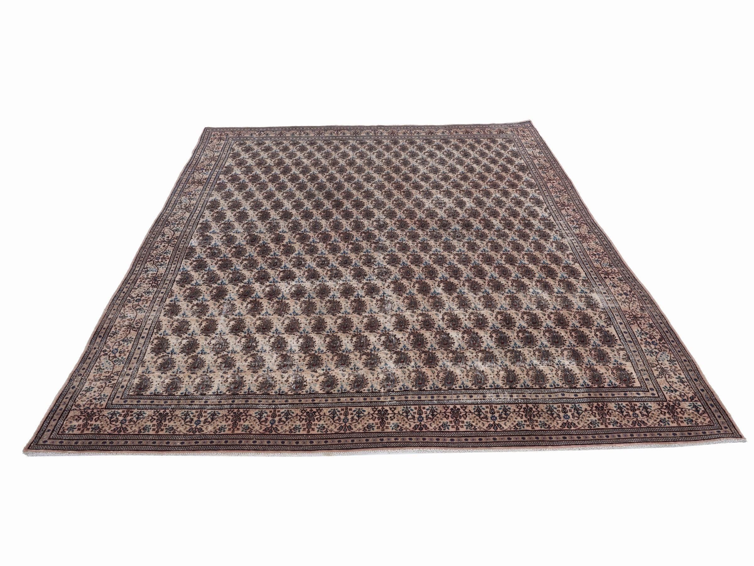 Persian Birjand oversized rug in cream and brown, view 2 of 15