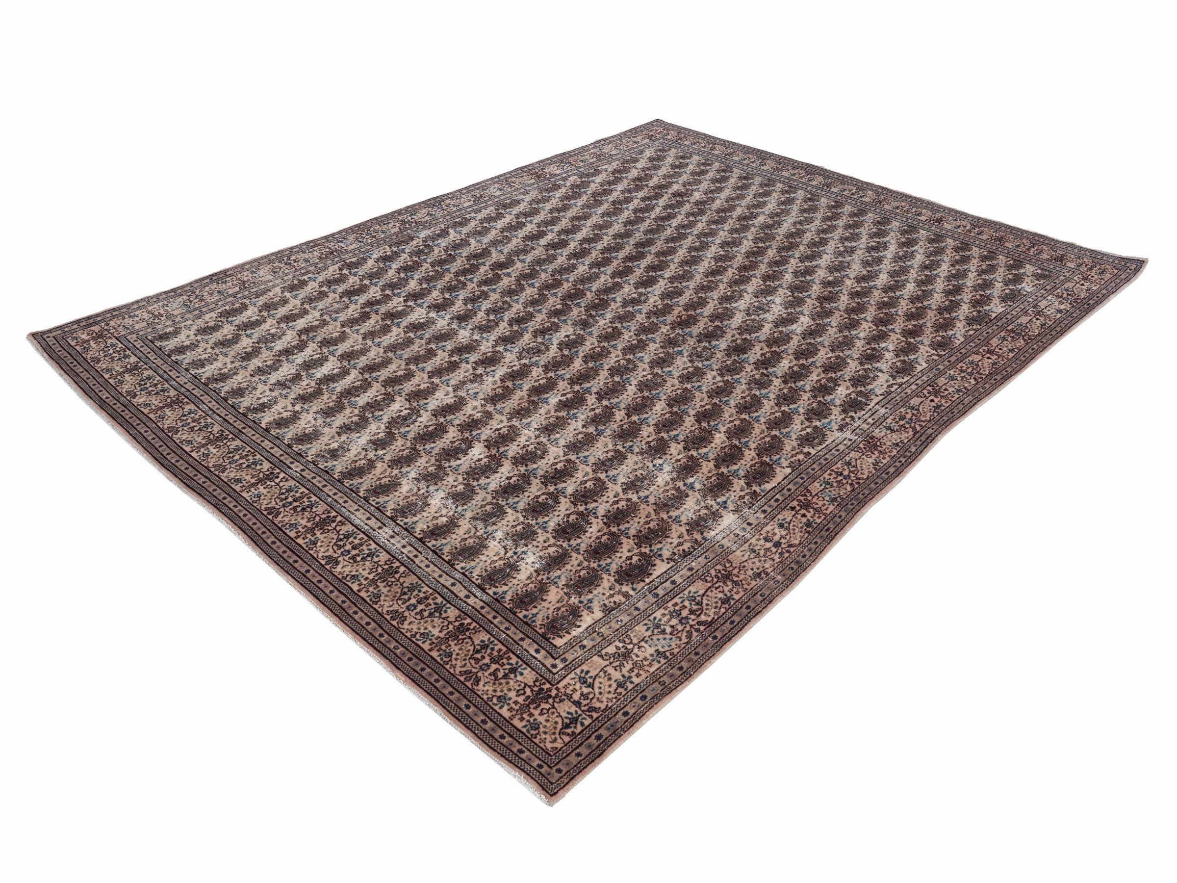 Persian Birjand oversized rug in cream and brown, view 3 of 15