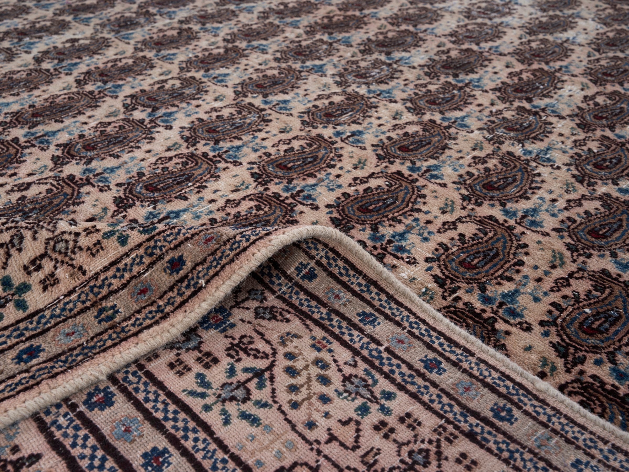 Persian Birjand oversized rug in cream and brown, view 14 of 15