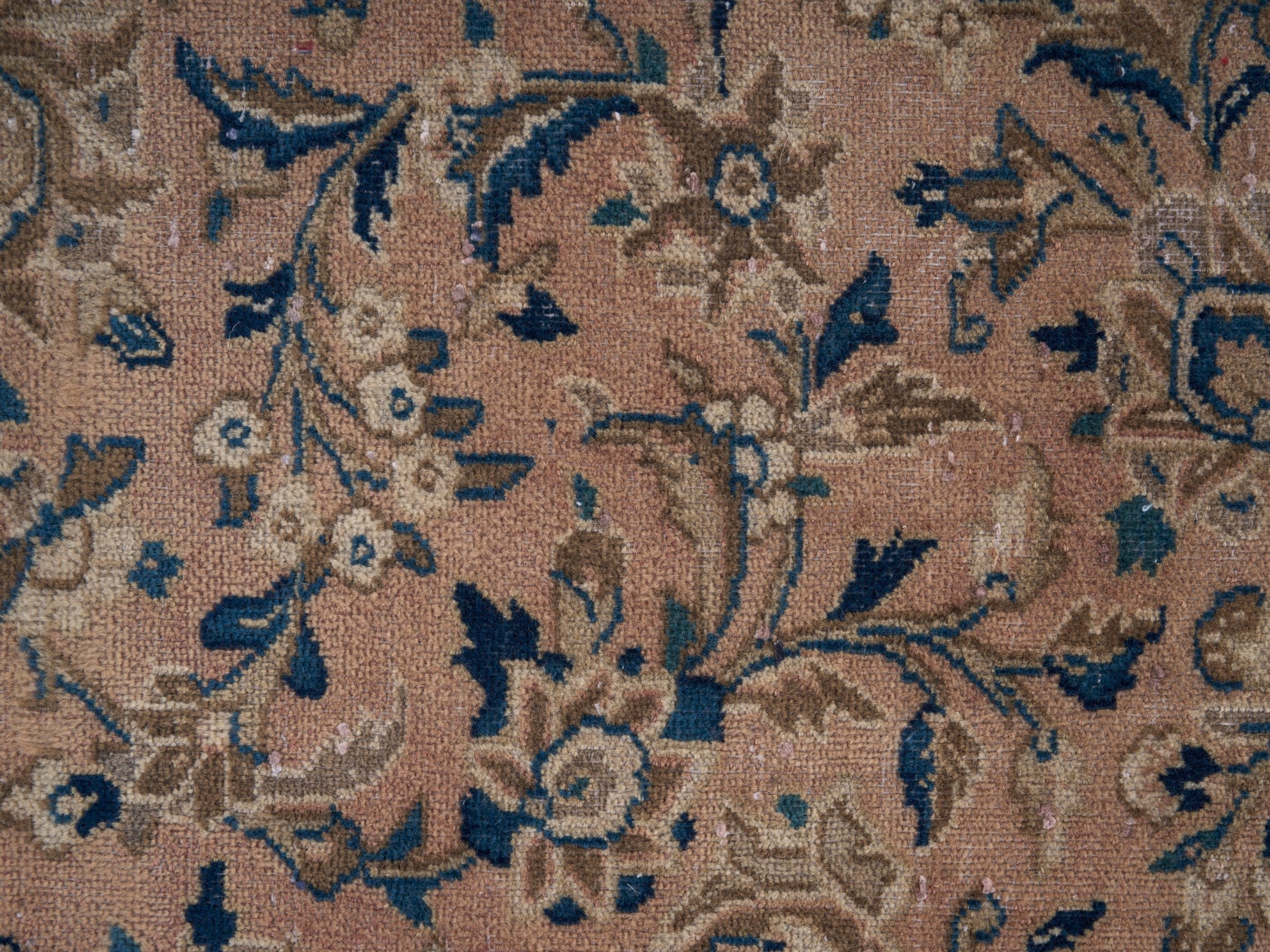 Persian Kashan oversized rug in beige and denim, view 8 of 15