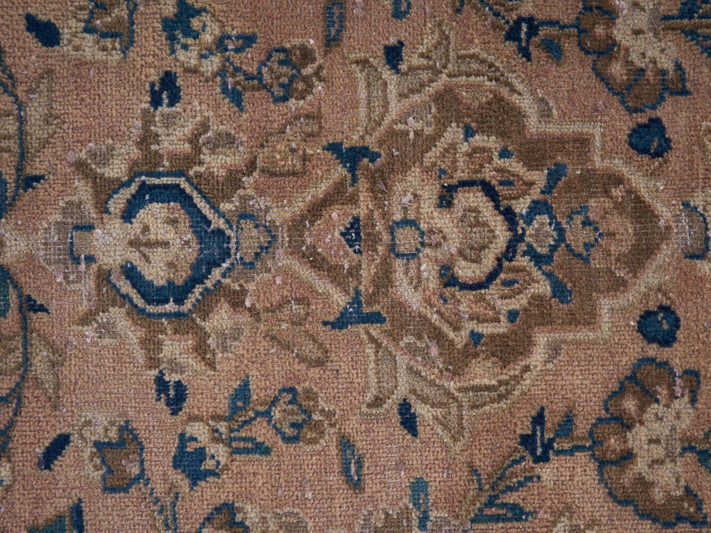 Persian Kashan oversized rug in beige and denim, view 9 of 15