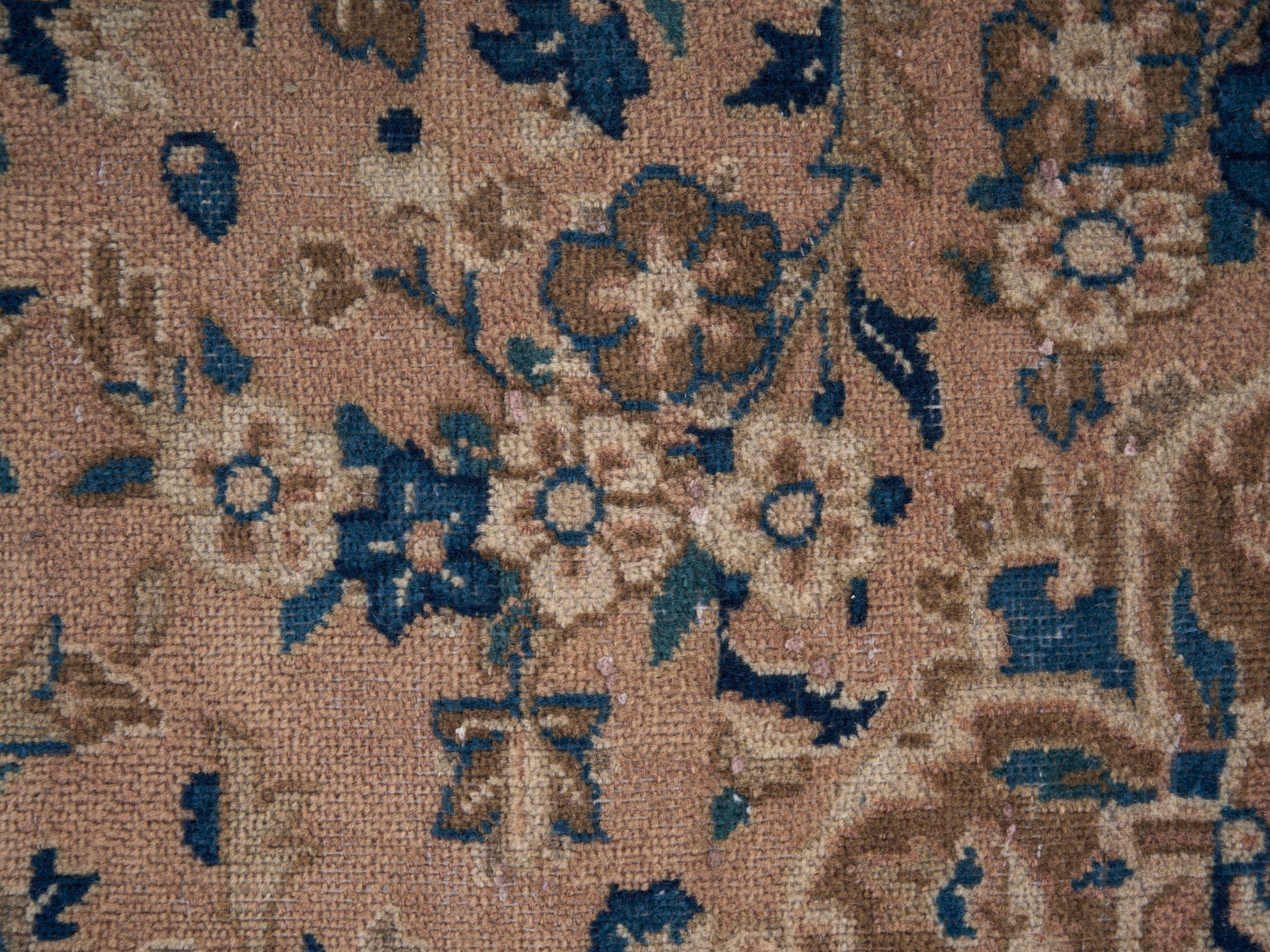 Persian Kashan oversized rug in beige and denim, view 11 of 15