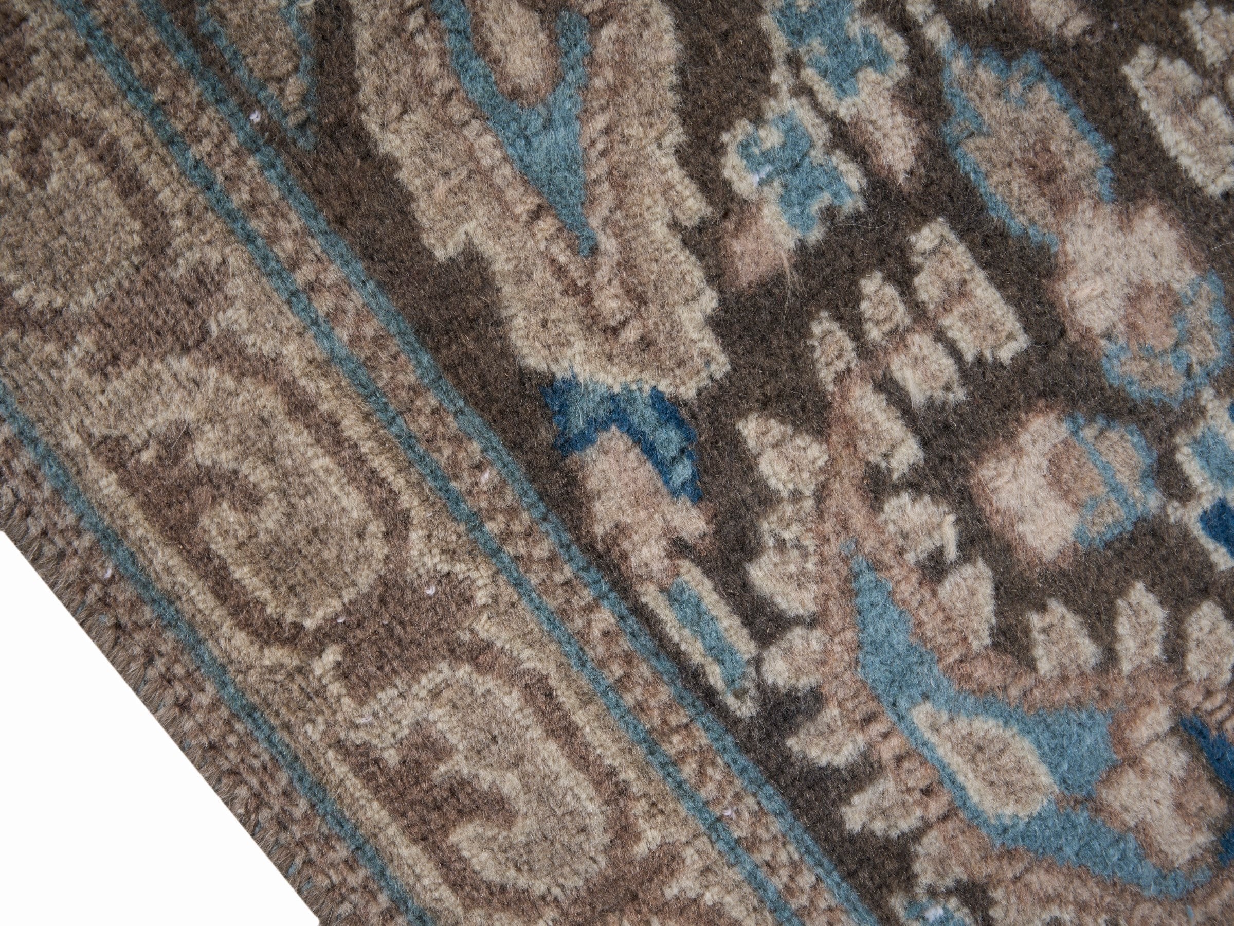 Persian Kerman oversized rug in taupe and cream, view 6 of 15