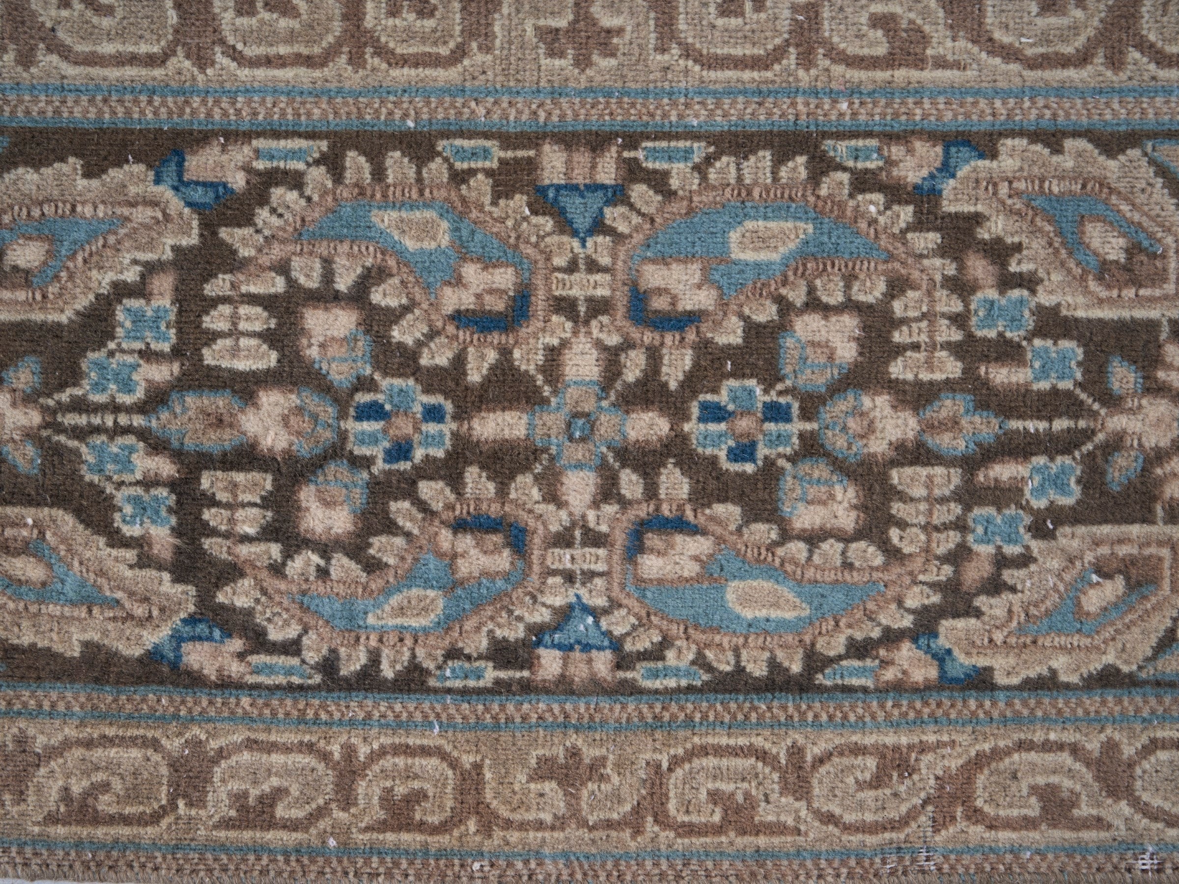 Persian Kerman oversized rug in taupe and cream, view 7 of 15