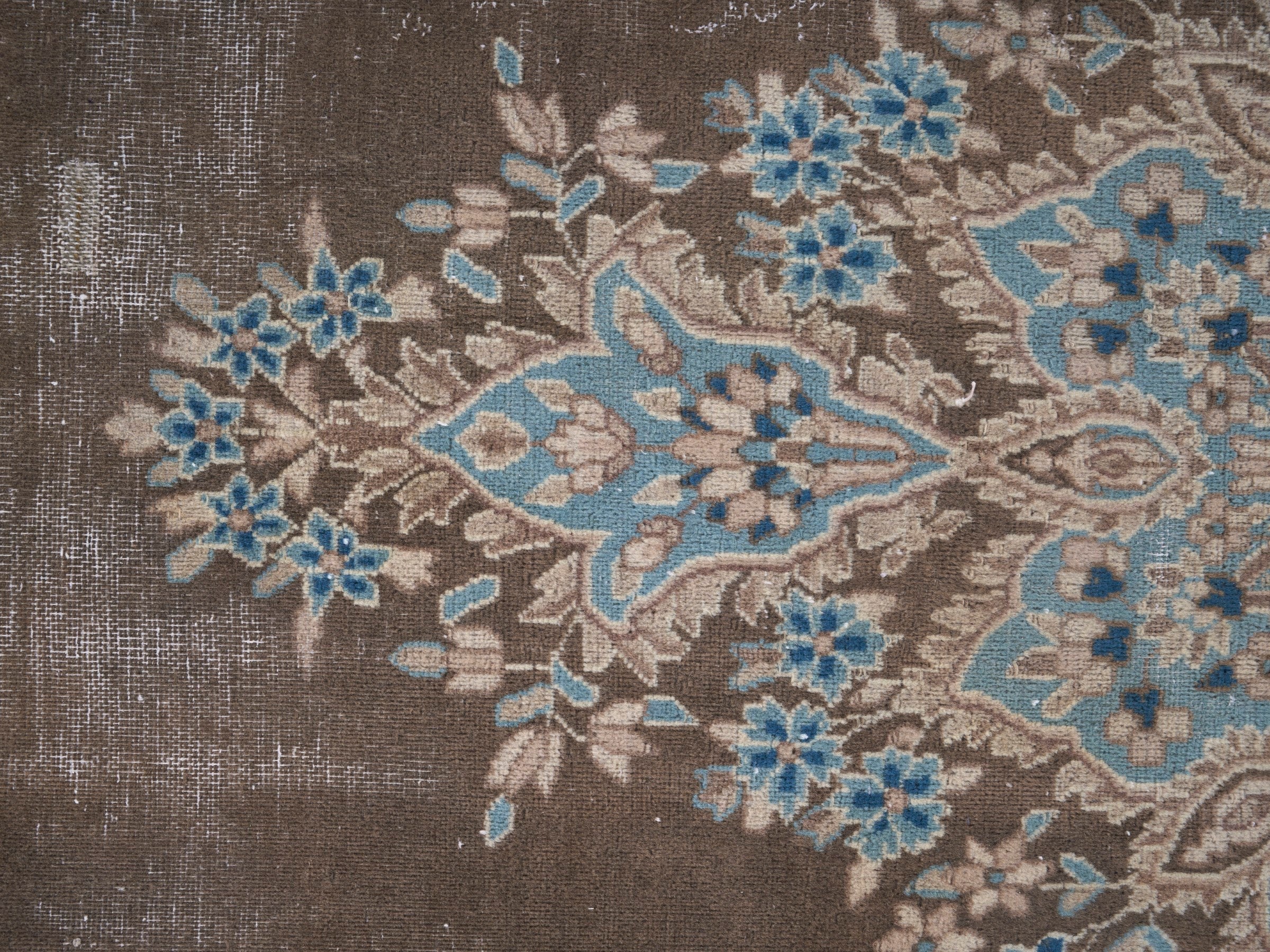 Persian Kerman oversized rug in taupe and cream, view 10 of 15