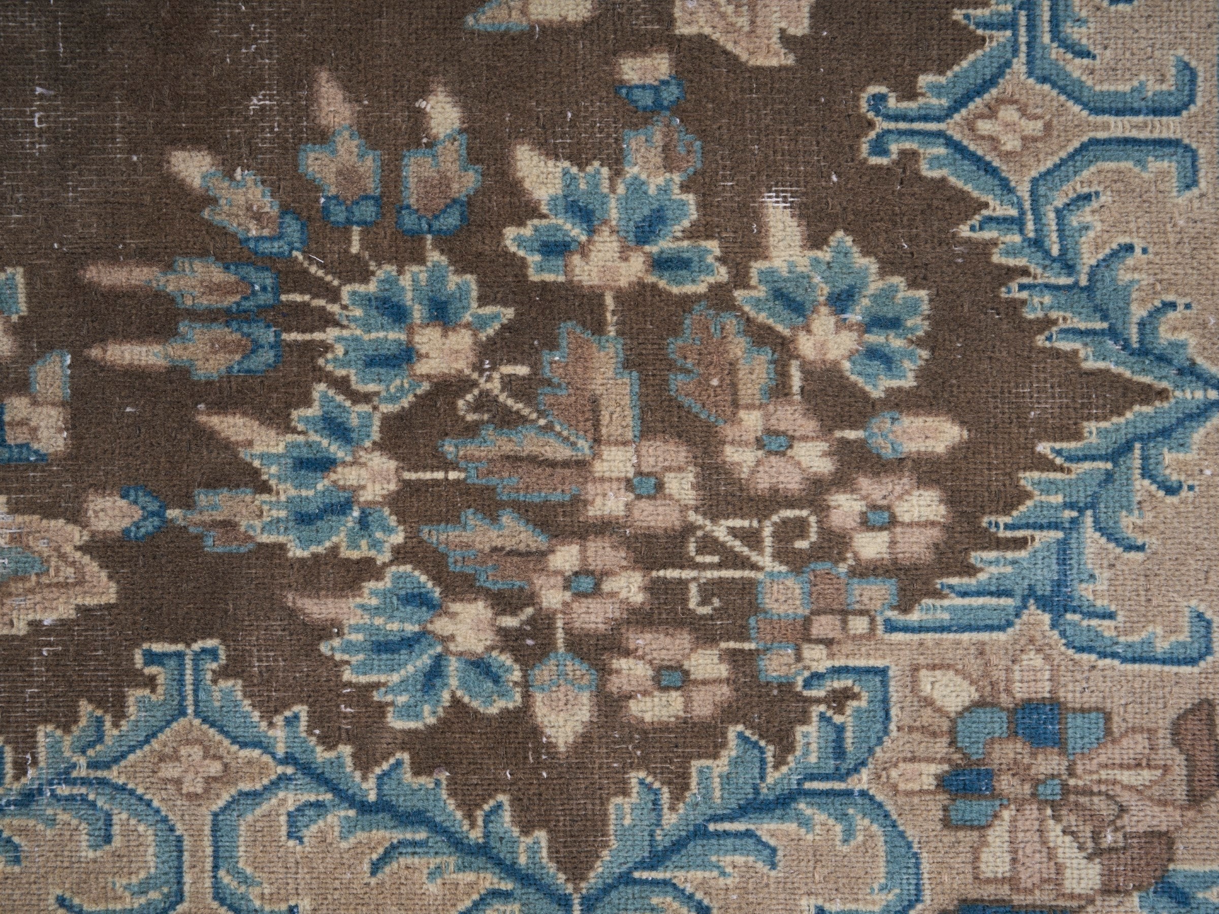 Persian Kerman oversized rug in taupe and cream, view 11 of 15