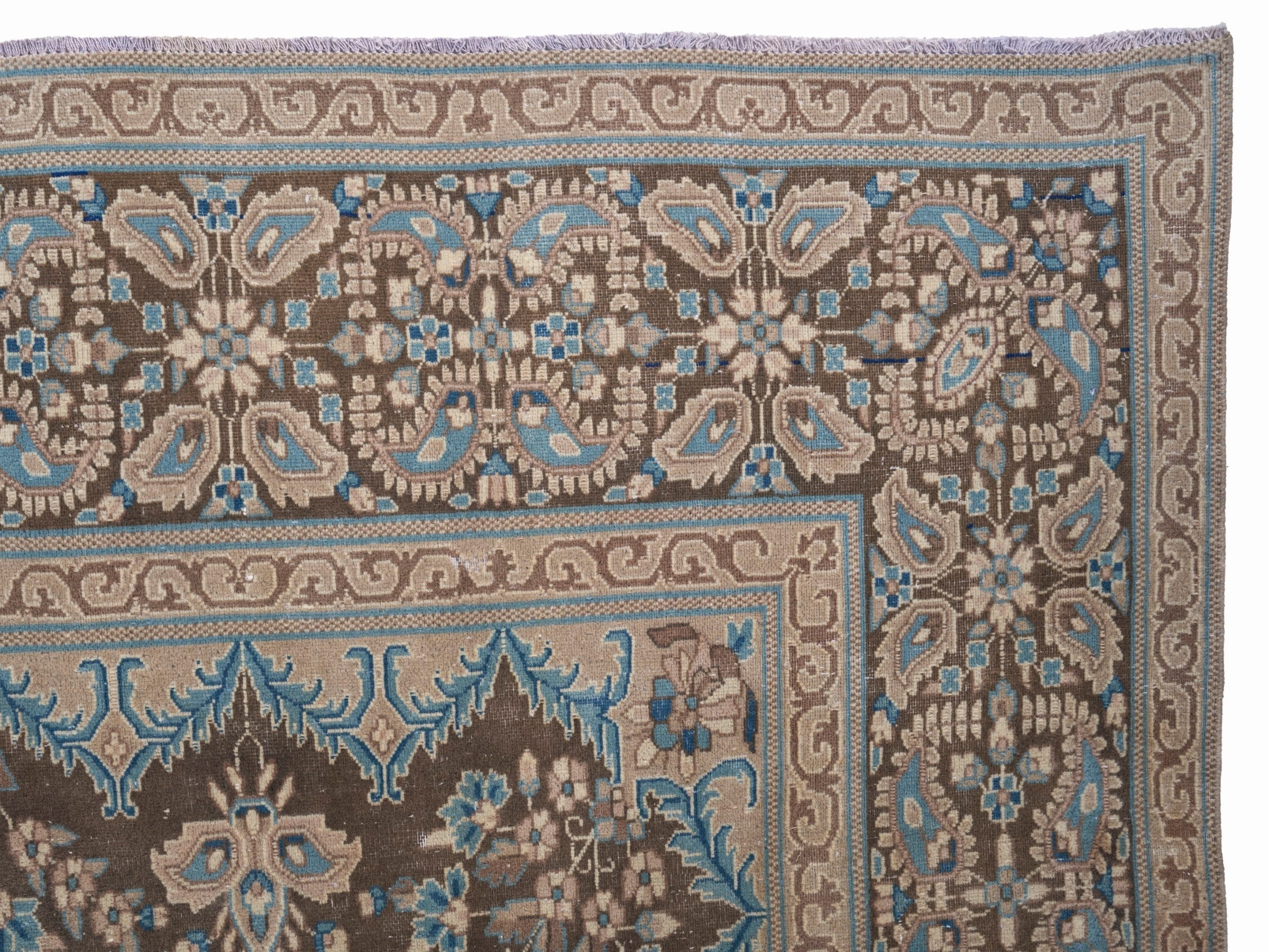 Persian Kerman oversized rug in taupe and cream, view 13 of 15