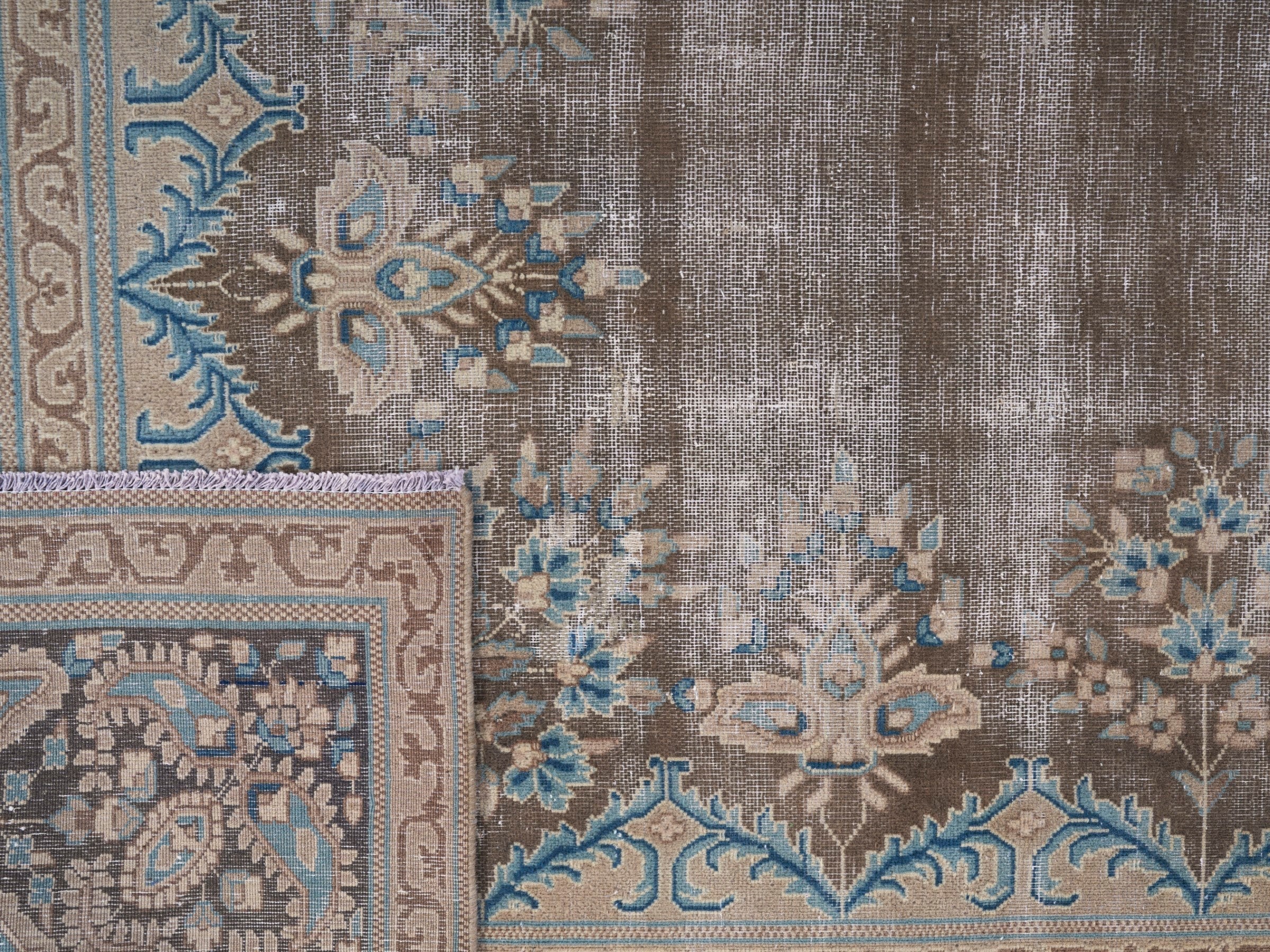 Persian Kerman oversized rug in taupe and cream, view 15 of 15