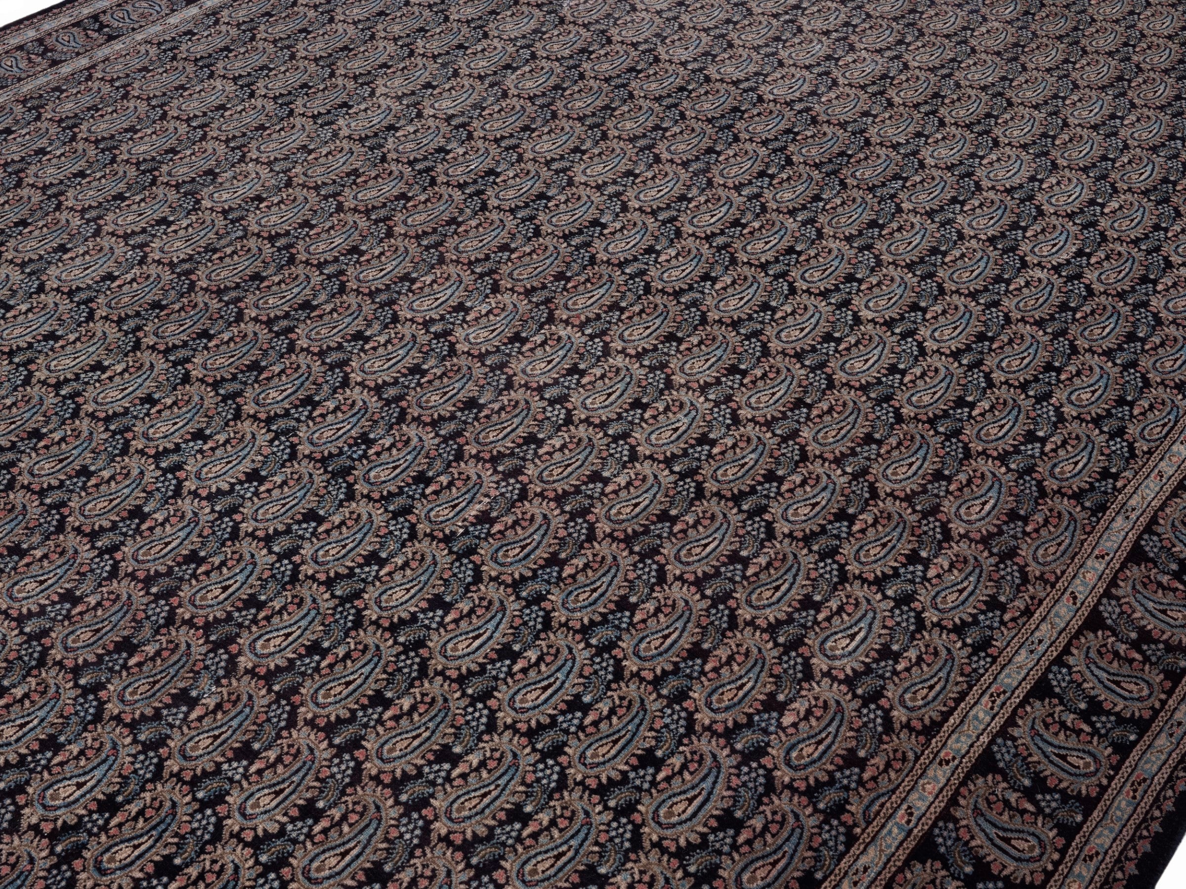 Persian Birjand oversized rug in muted pink and charcoal, view 5 of 15