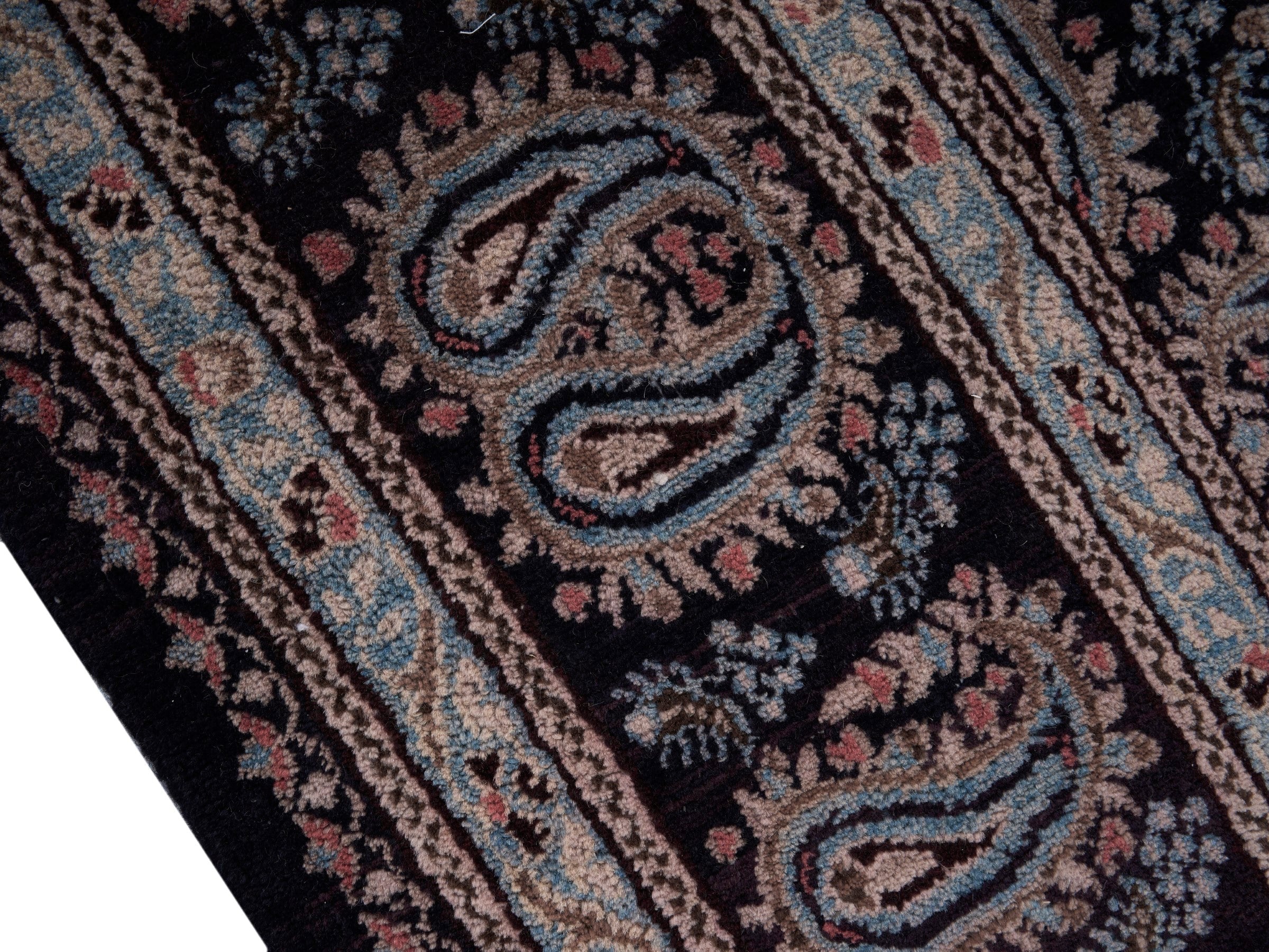 Persian Birjand oversized rug in muted pink and charcoal, view 6 of 15