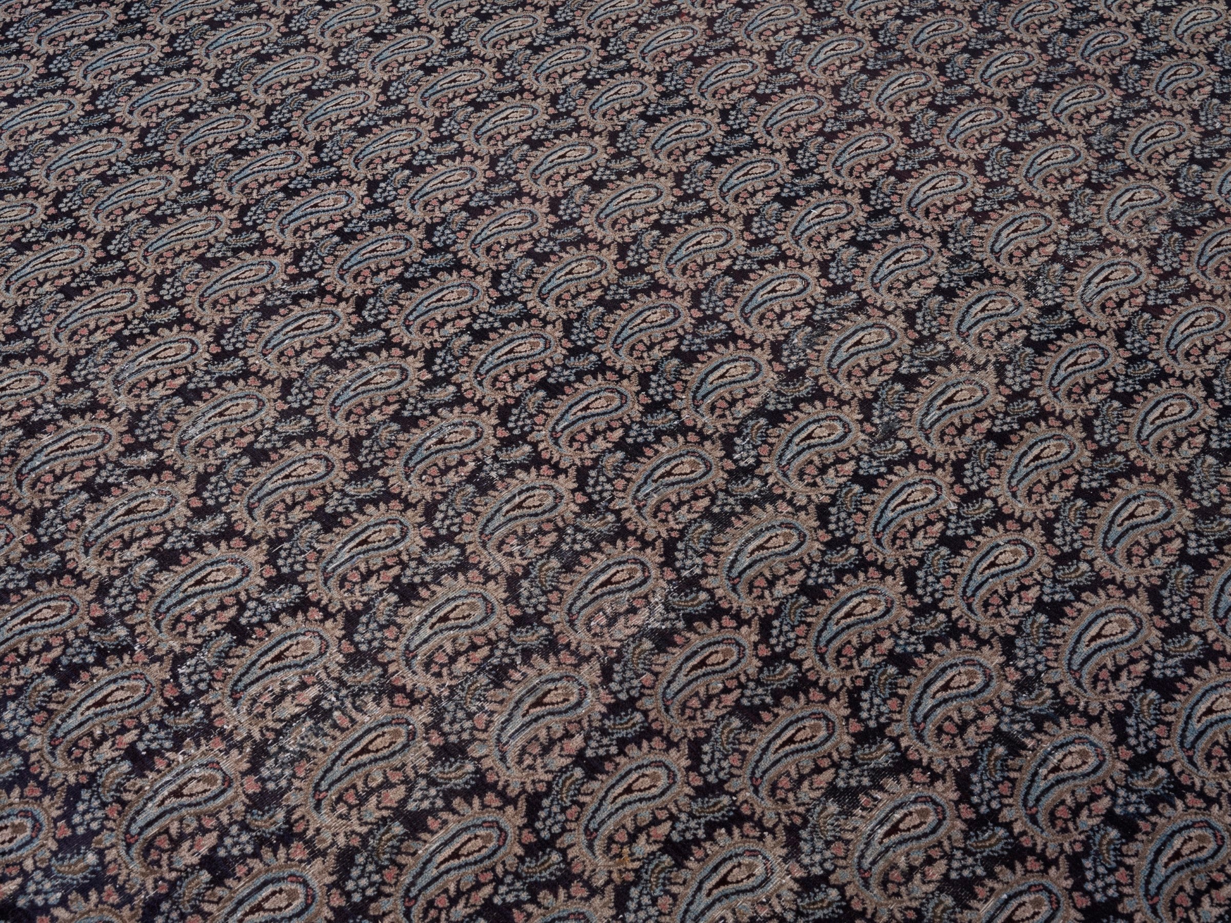 Persian Birjand oversized rug in muted pink and charcoal, view 12 of 15