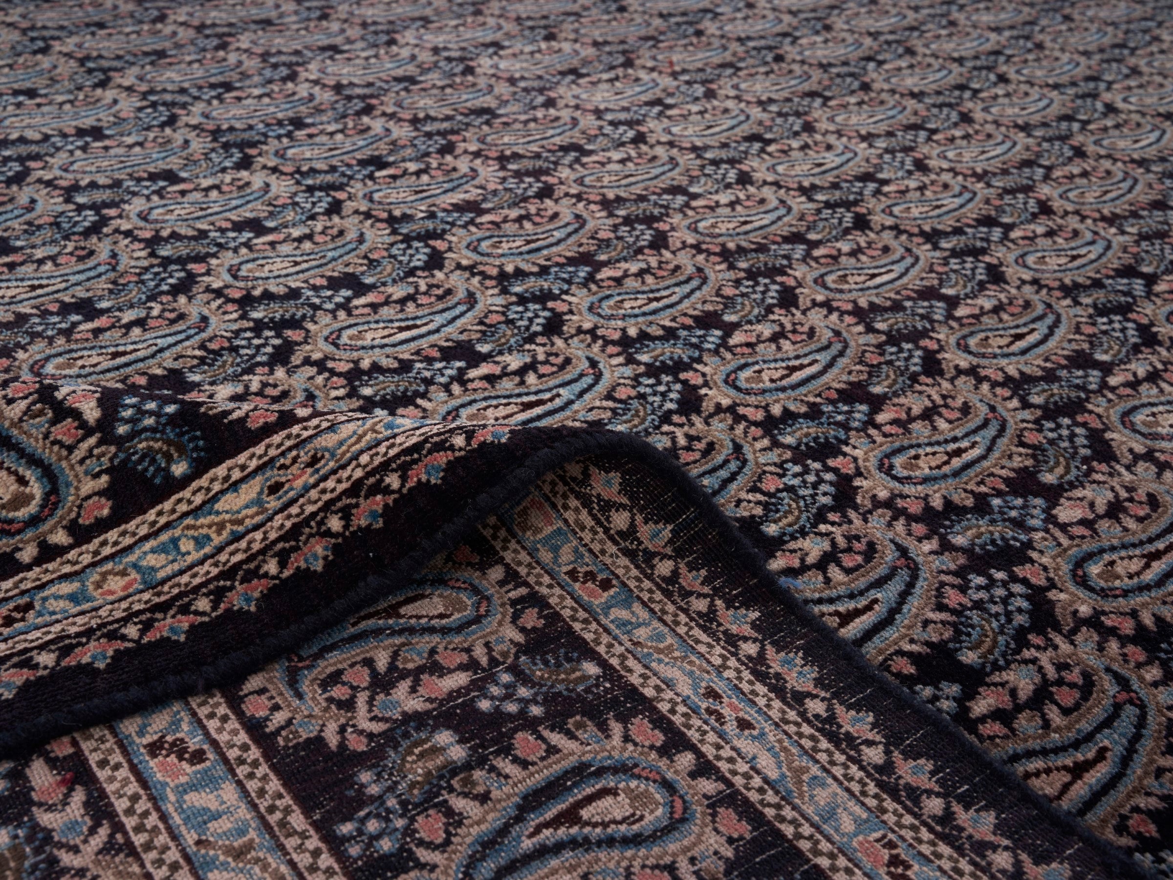 Persian Birjand oversized rug in muted pink and charcoal, view 14 of 15