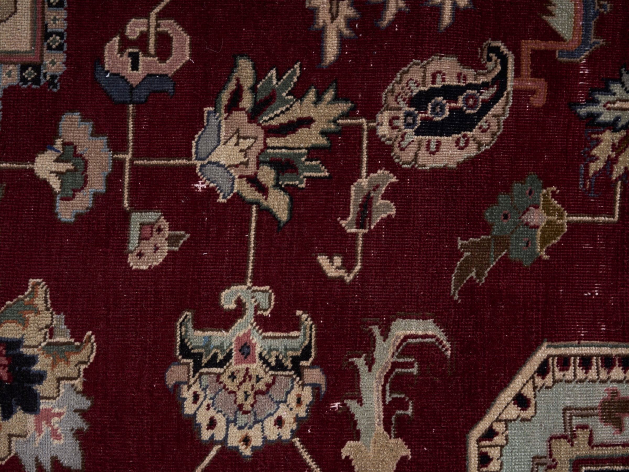 Persian Heriz oversized rug in burgundy and dark brown, view 9 of 15