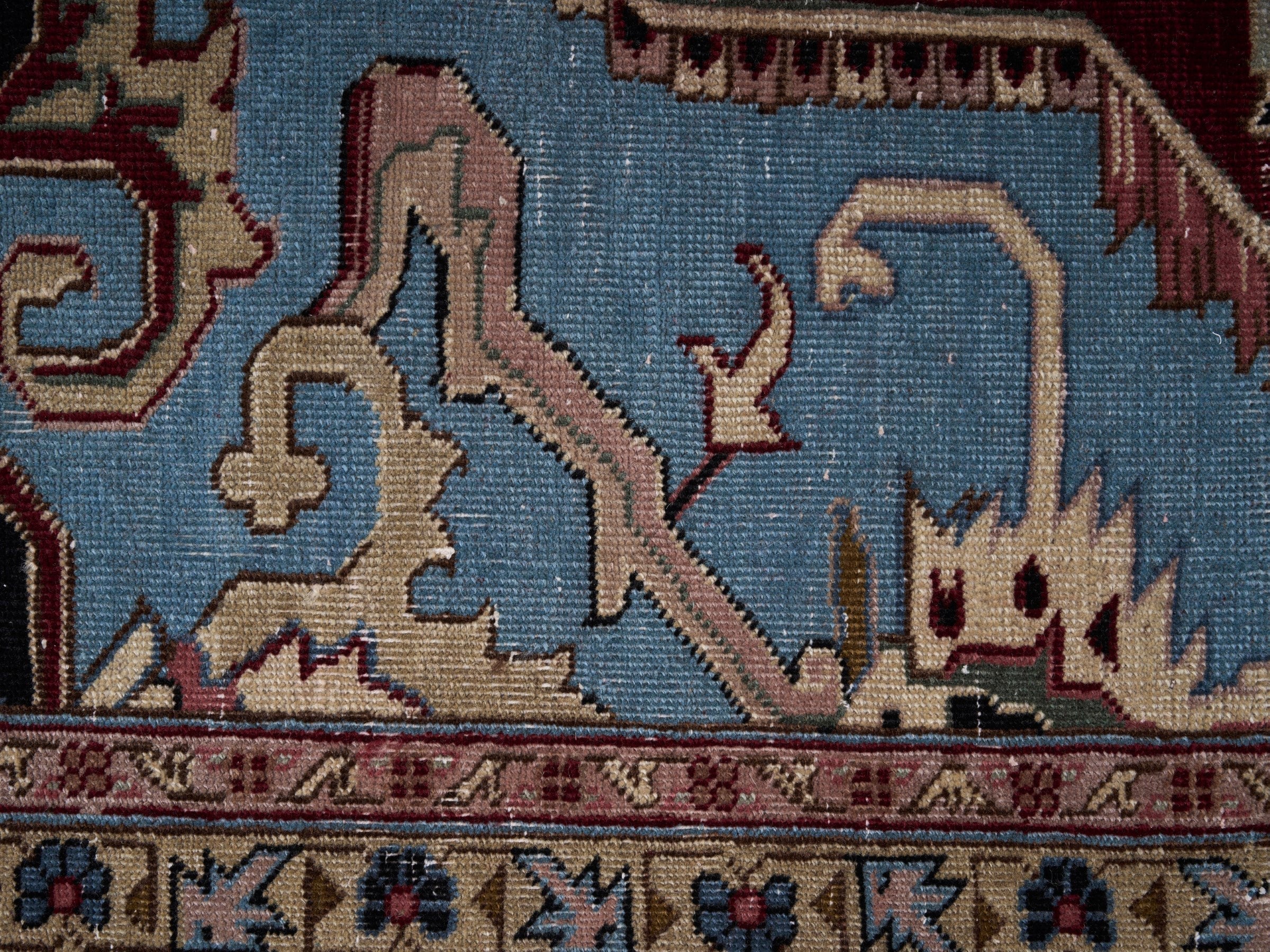 Persian Heriz oversized rug in burgundy and dark brown, view 10 of 15