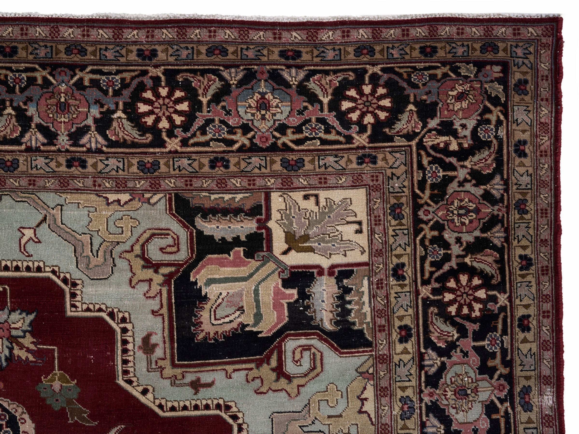 Persian Heriz oversized rug in burgundy and dark brown, view 13 of 15