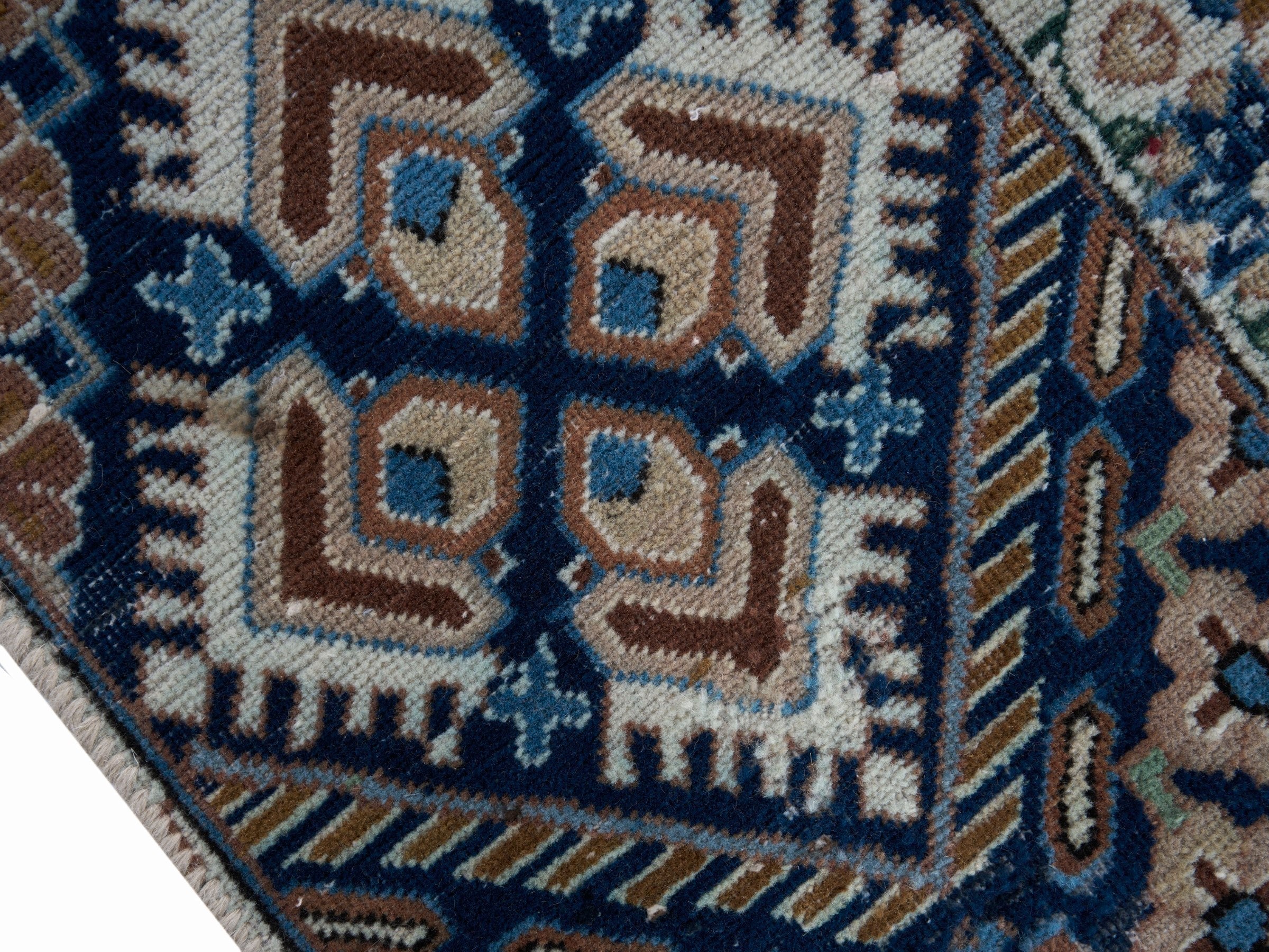 Persian Kashan oversized rug in rust and navy, view 6 of 15