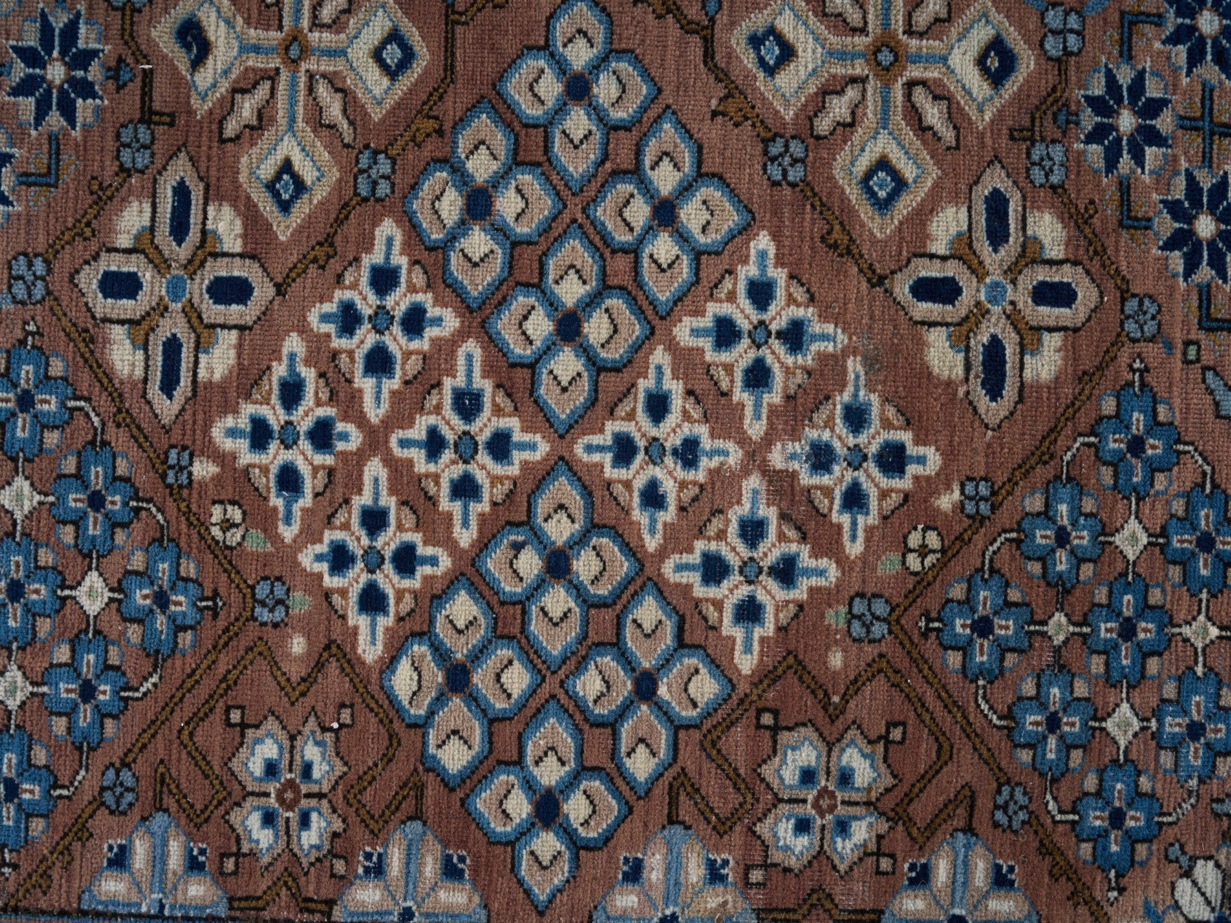 Persian Kashan oversized rug in rust and navy, view 9 of 15