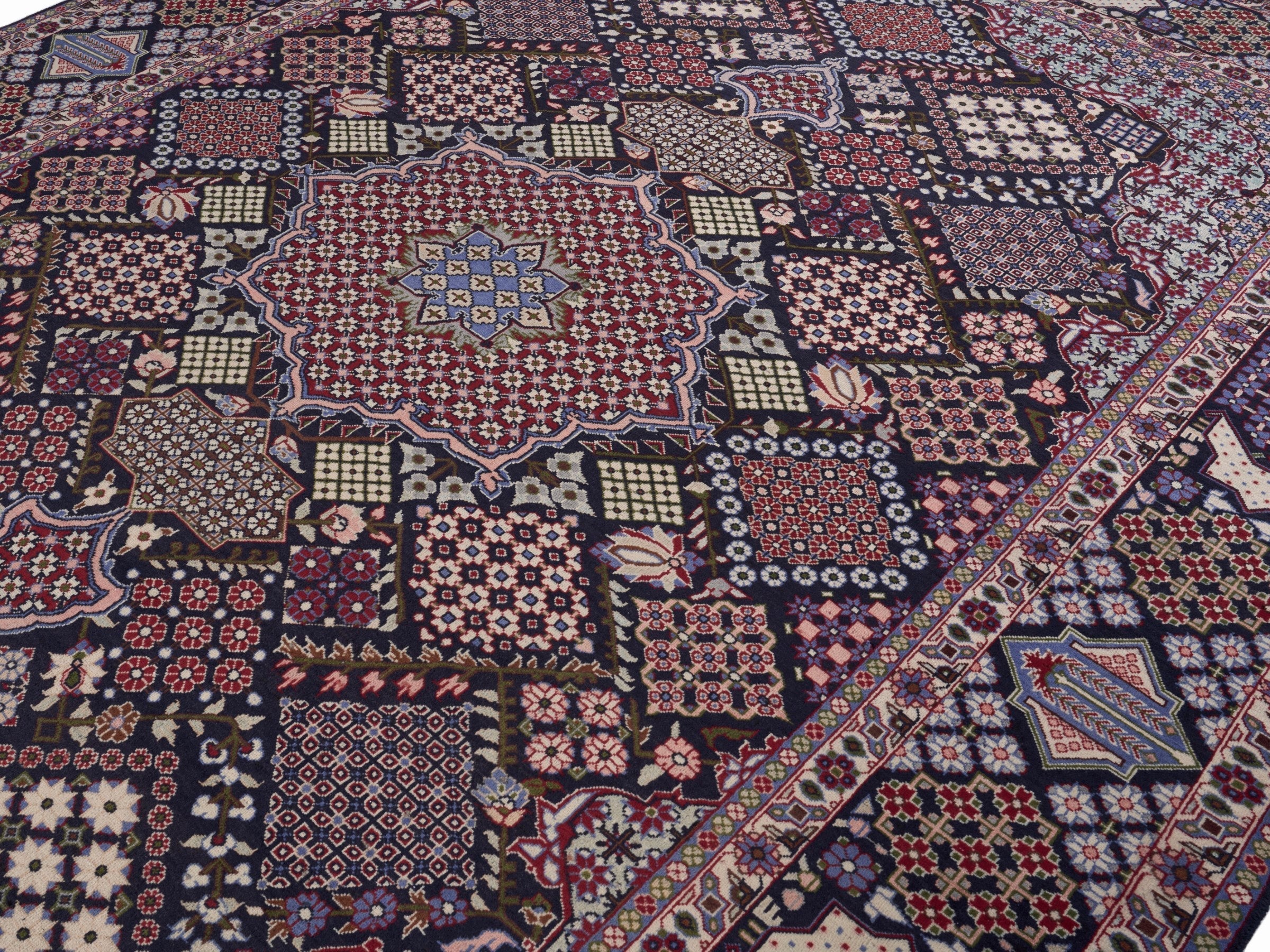 Persian Najafabad oversized rug in burgundy and deep red, view 5 of 15