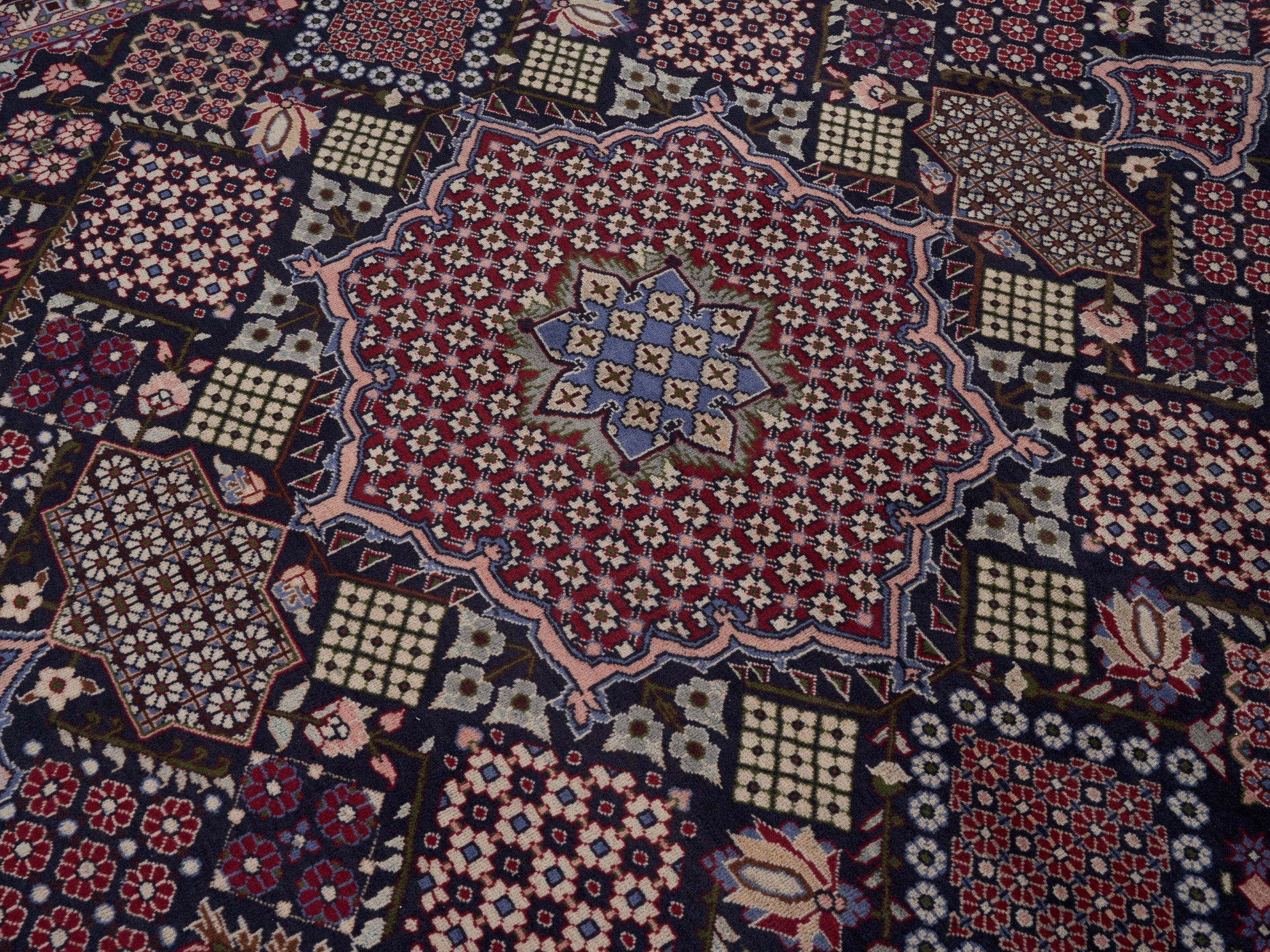 Persian Najafabad oversized rug in burgundy and deep red, view 12 of 15