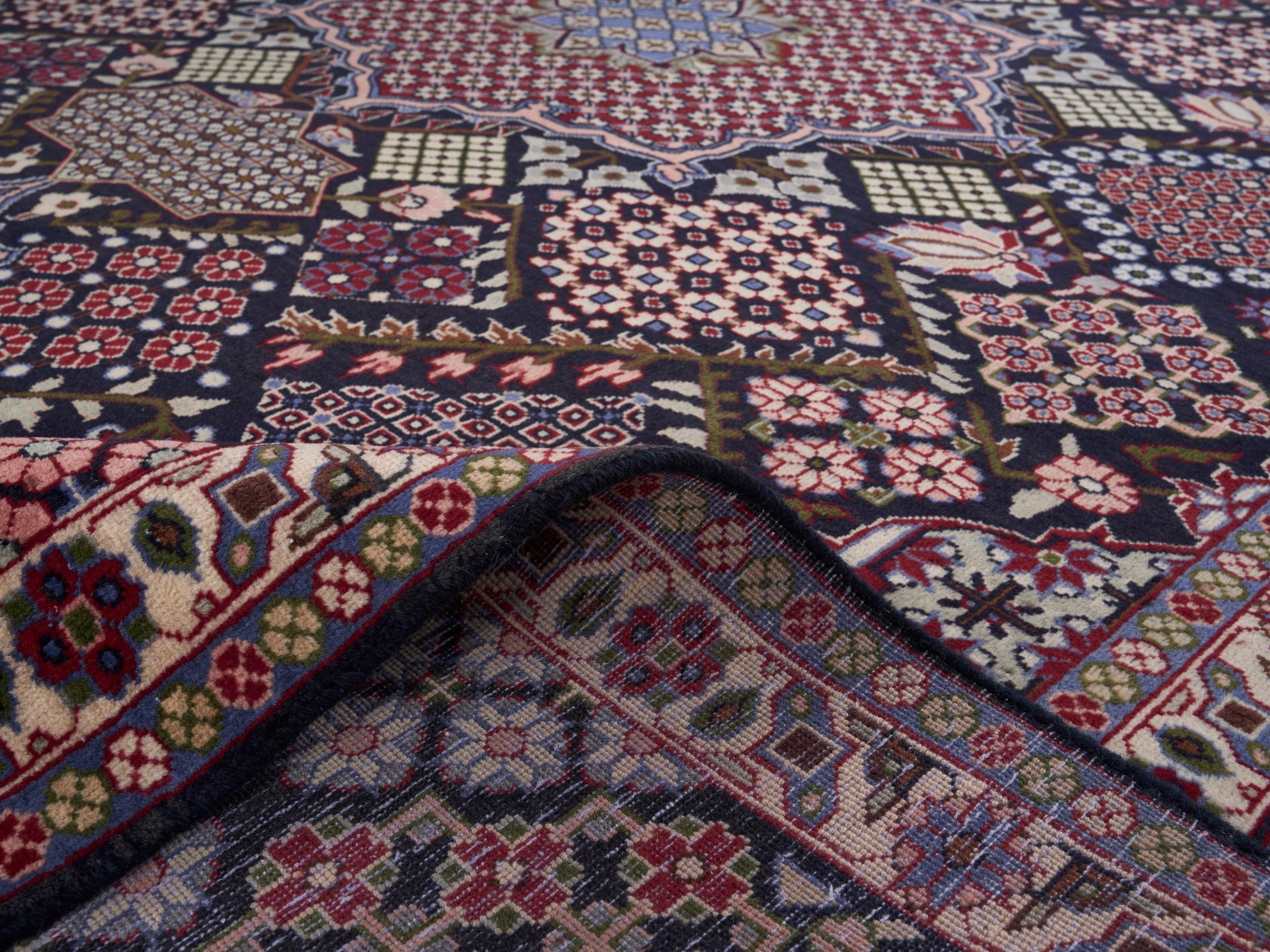 Persian Najafabad oversized rug in burgundy and deep red, view 14 of 15