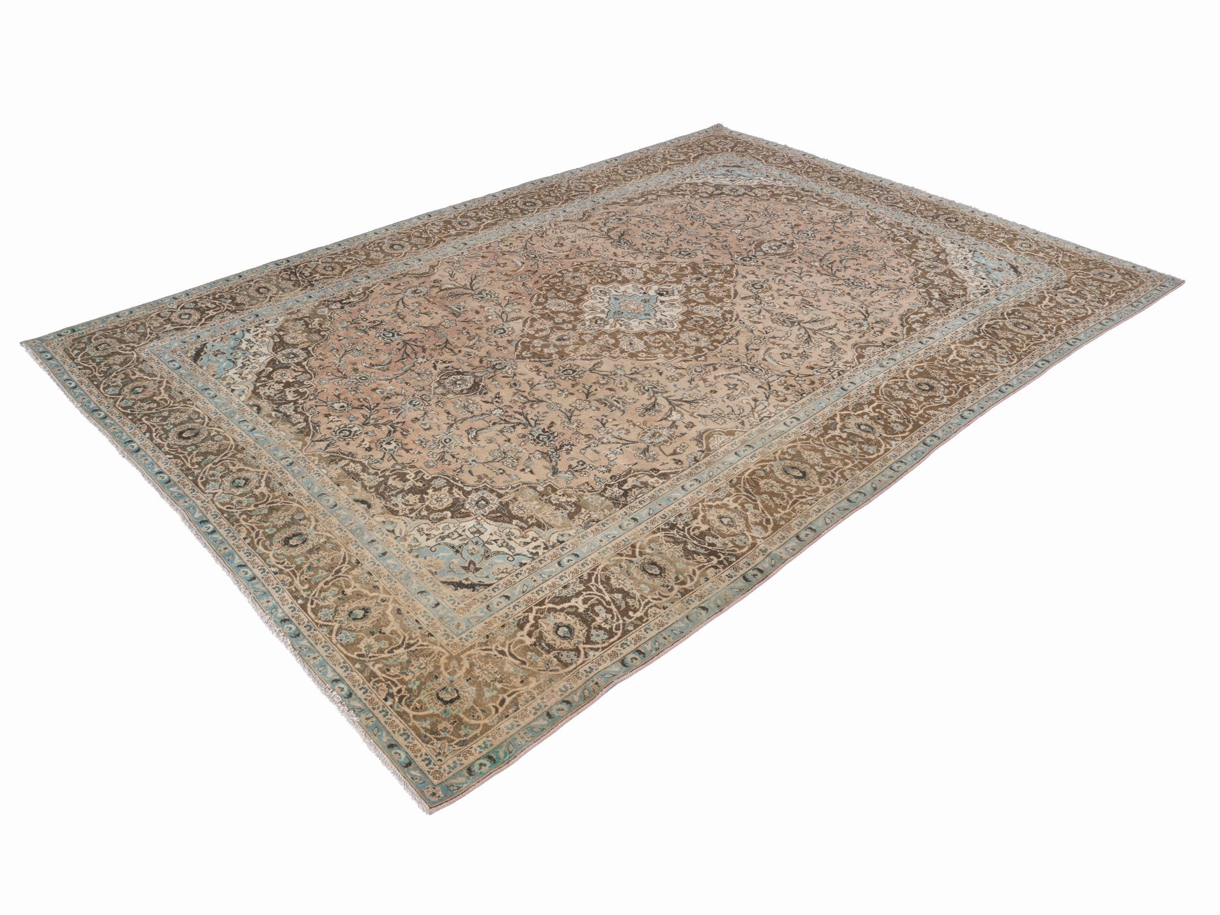 Persian Kashan oversized rug in tan and brown, view 3 of 15