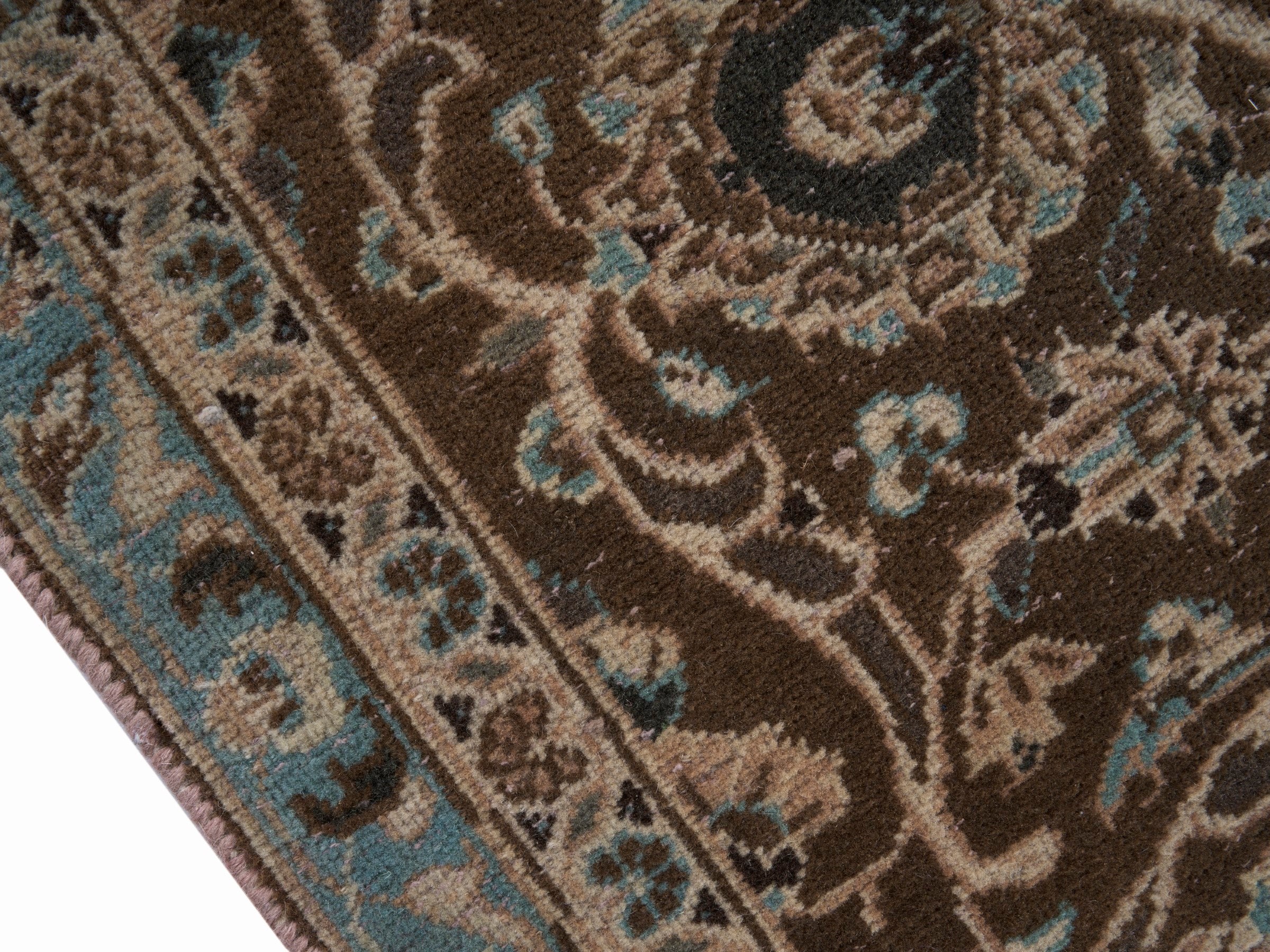 Persian Kashan oversized rug in tan and brown, view 6 of 15