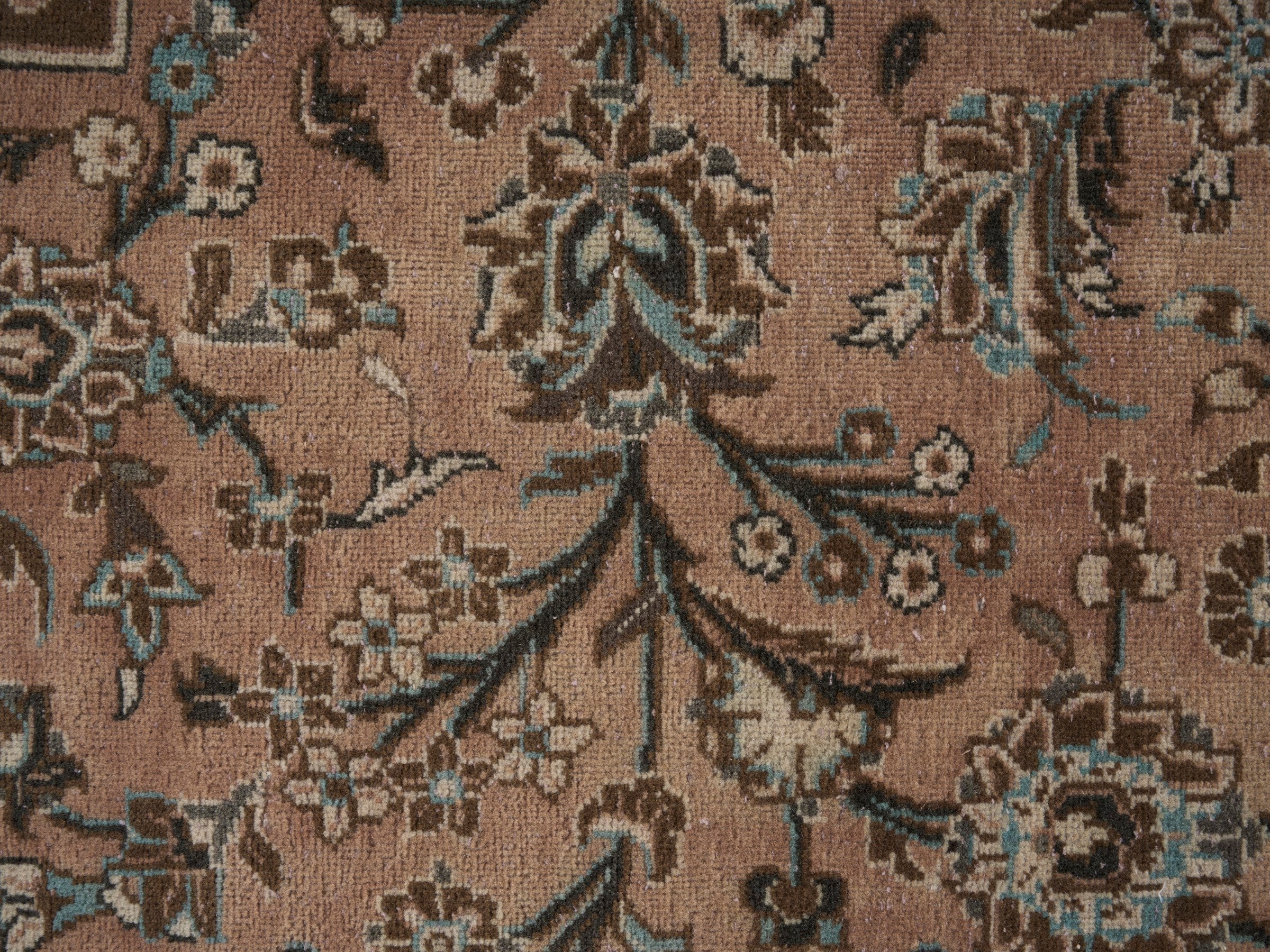 Persian Kashan oversized rug in tan and brown, view 8 of 15