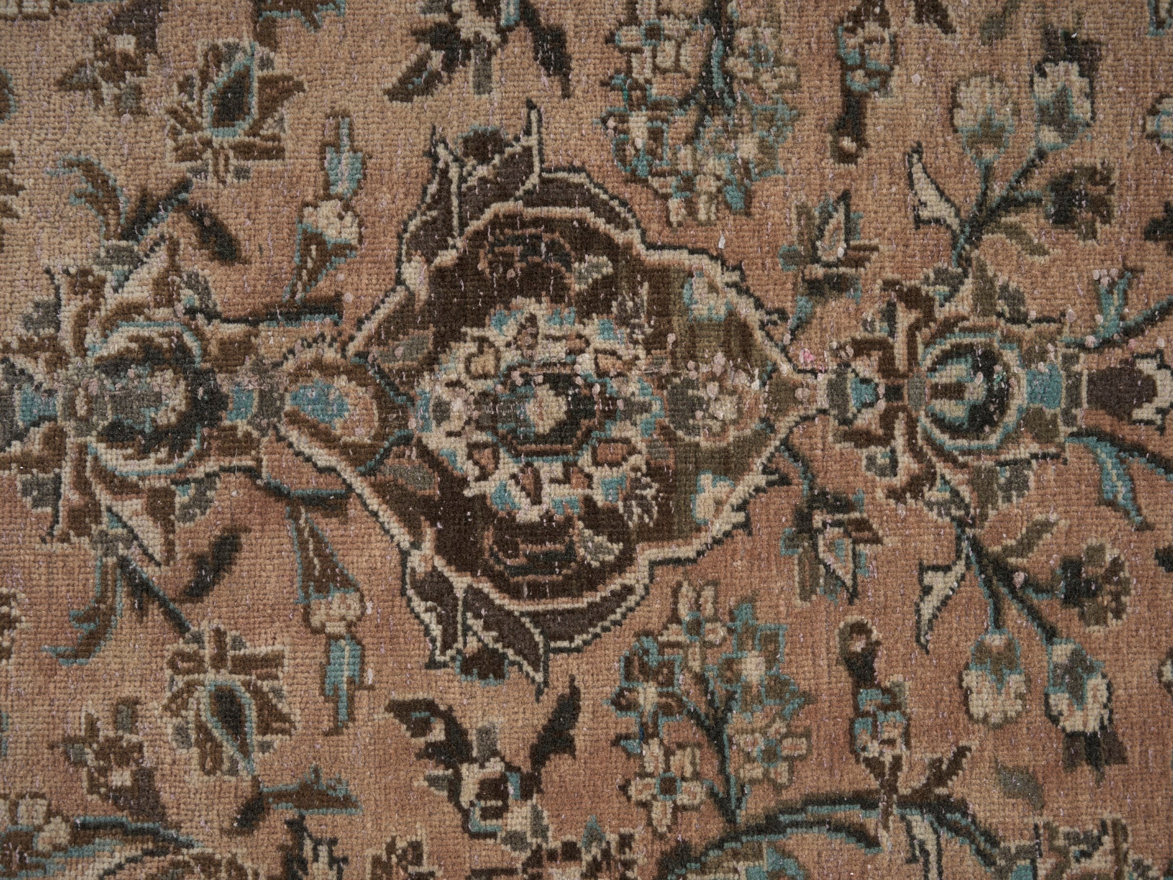 Persian Kashan oversized rug in tan and brown, view 9 of 15