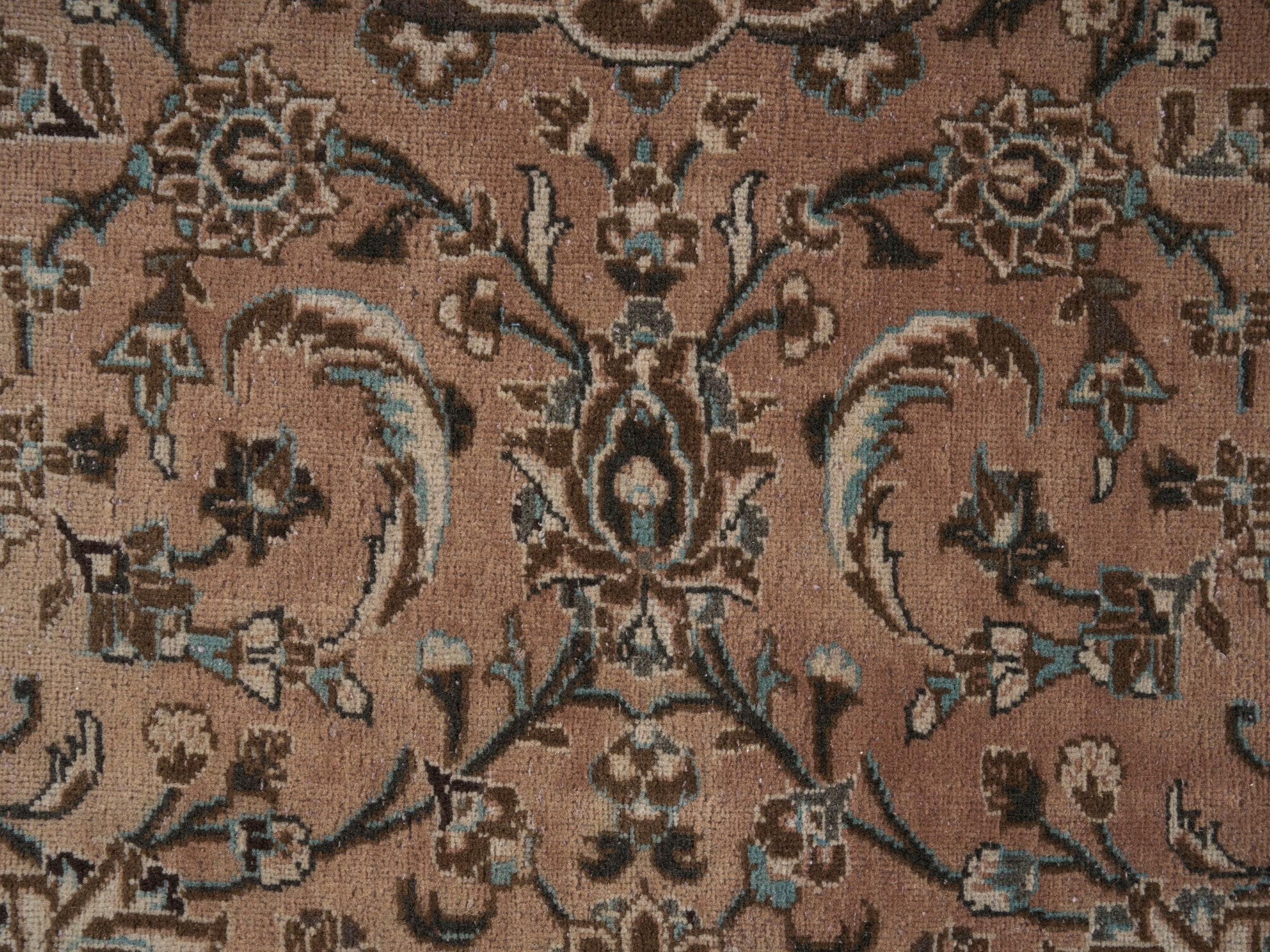 Persian Kashan oversized rug in tan and brown, view 11 of 15