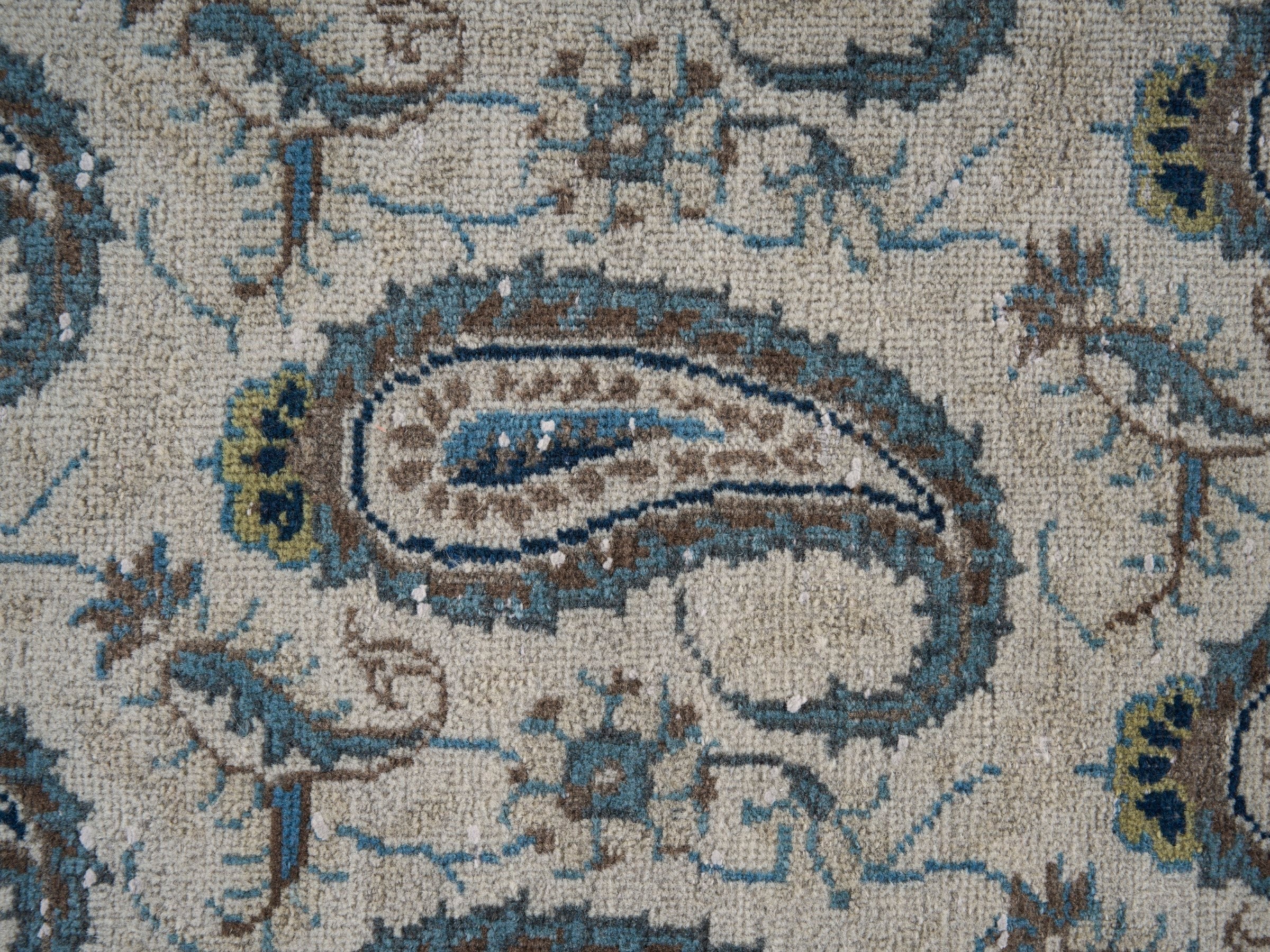 Persian Kashan oversized rug in light gray and slate blue, view 8 of 15