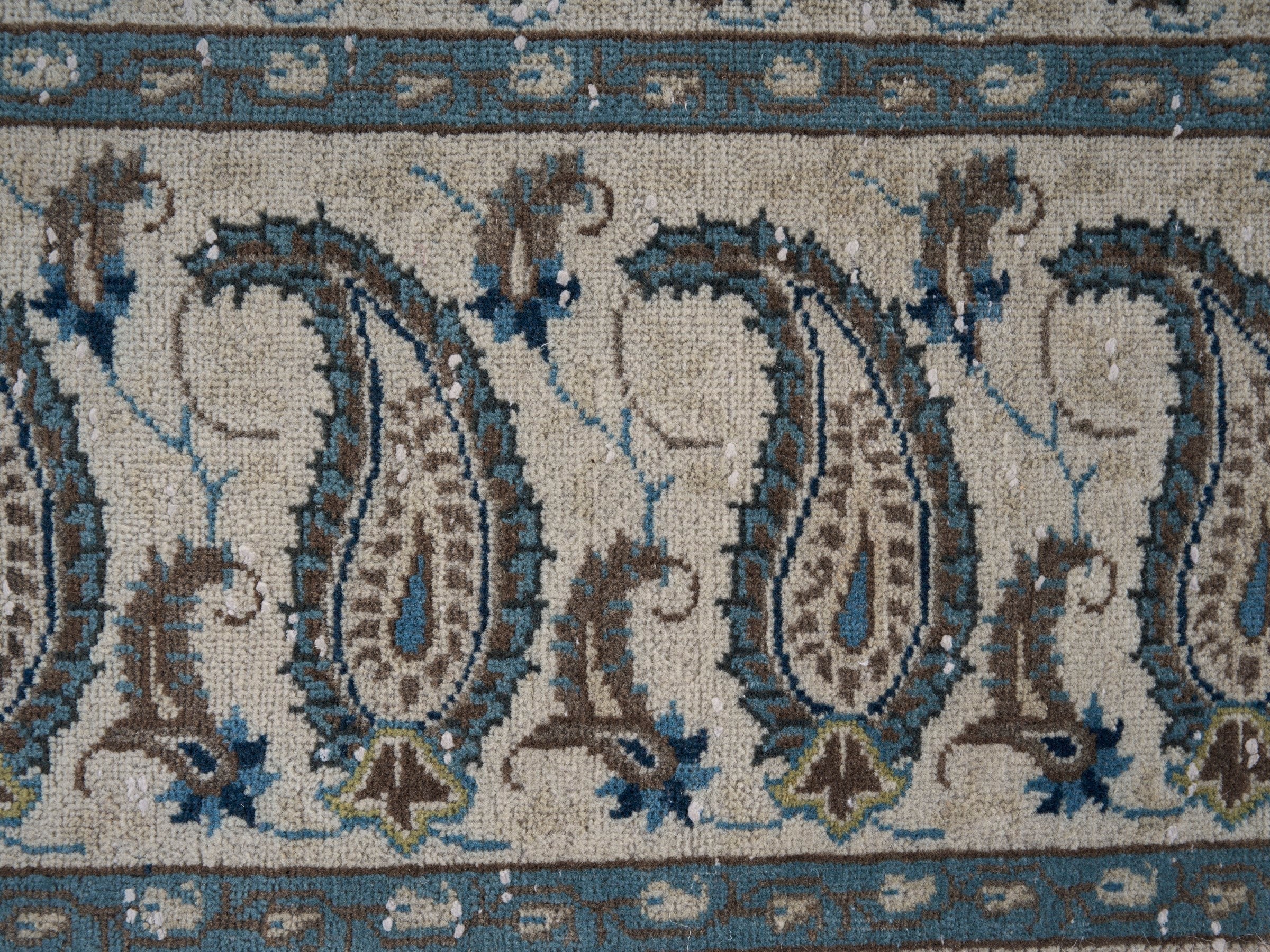 Persian Kashan oversized rug in light gray and slate blue, view 11 of 15